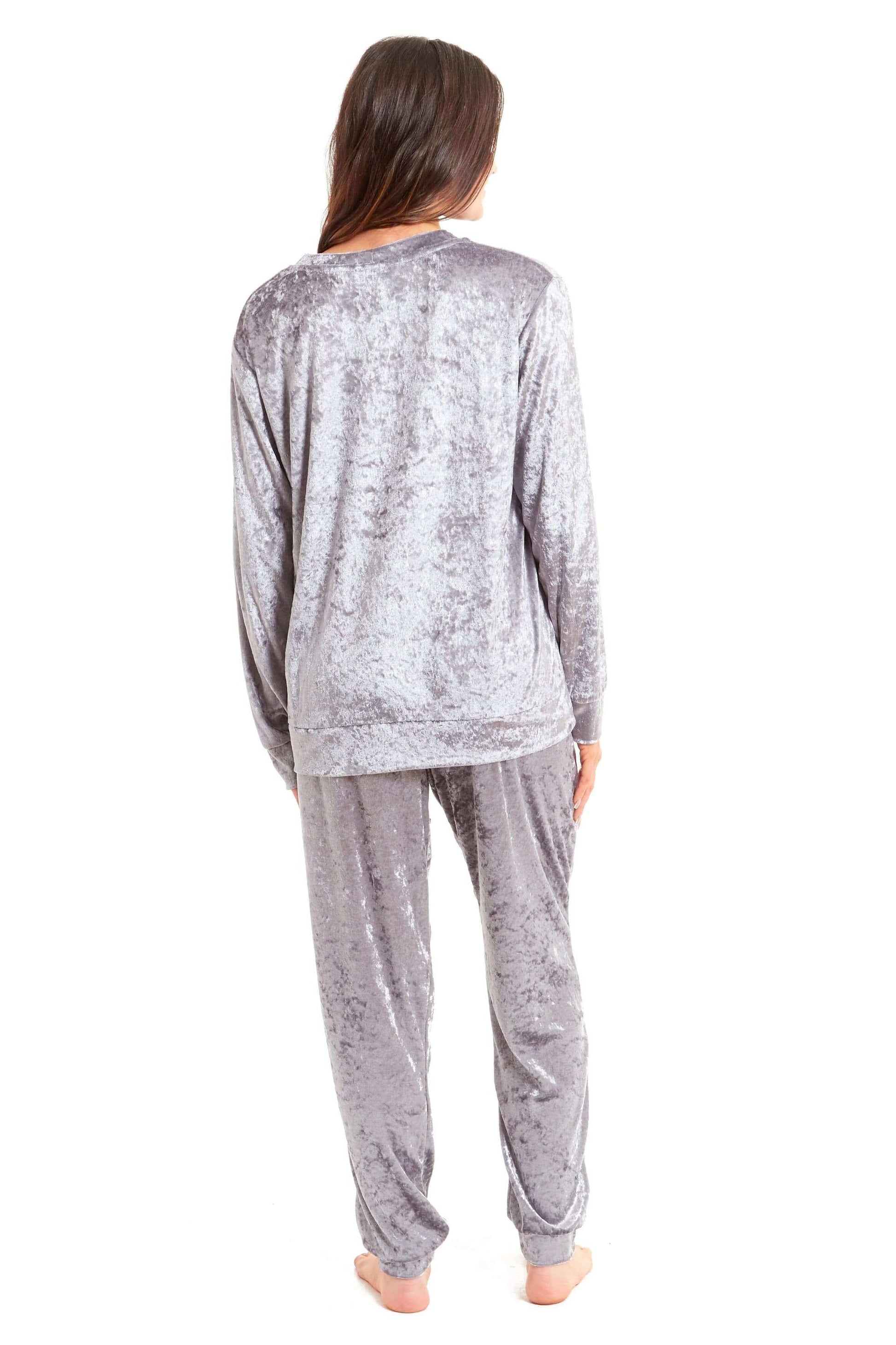 Luxurious Women's Soft Crushed Velvet Pyjama Set Comfortable Loungewear Stylish Nightwear with Elasticated Waistband Multiple Sizes Daisy Dreamer. Buy now for £15.00.