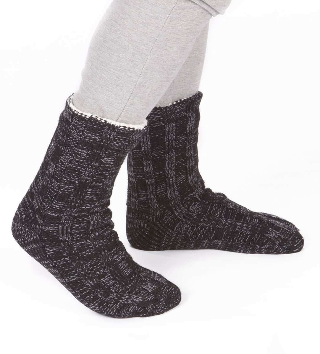 Men's Chunky Winter Lounge Slipper Socks with Non-Slip Grips Ultra-Soft Sherpa Flannel Fleece Lining Cozy Home Wear Sizes 39-46 by Sock Stack. Buy now for £8.00.
