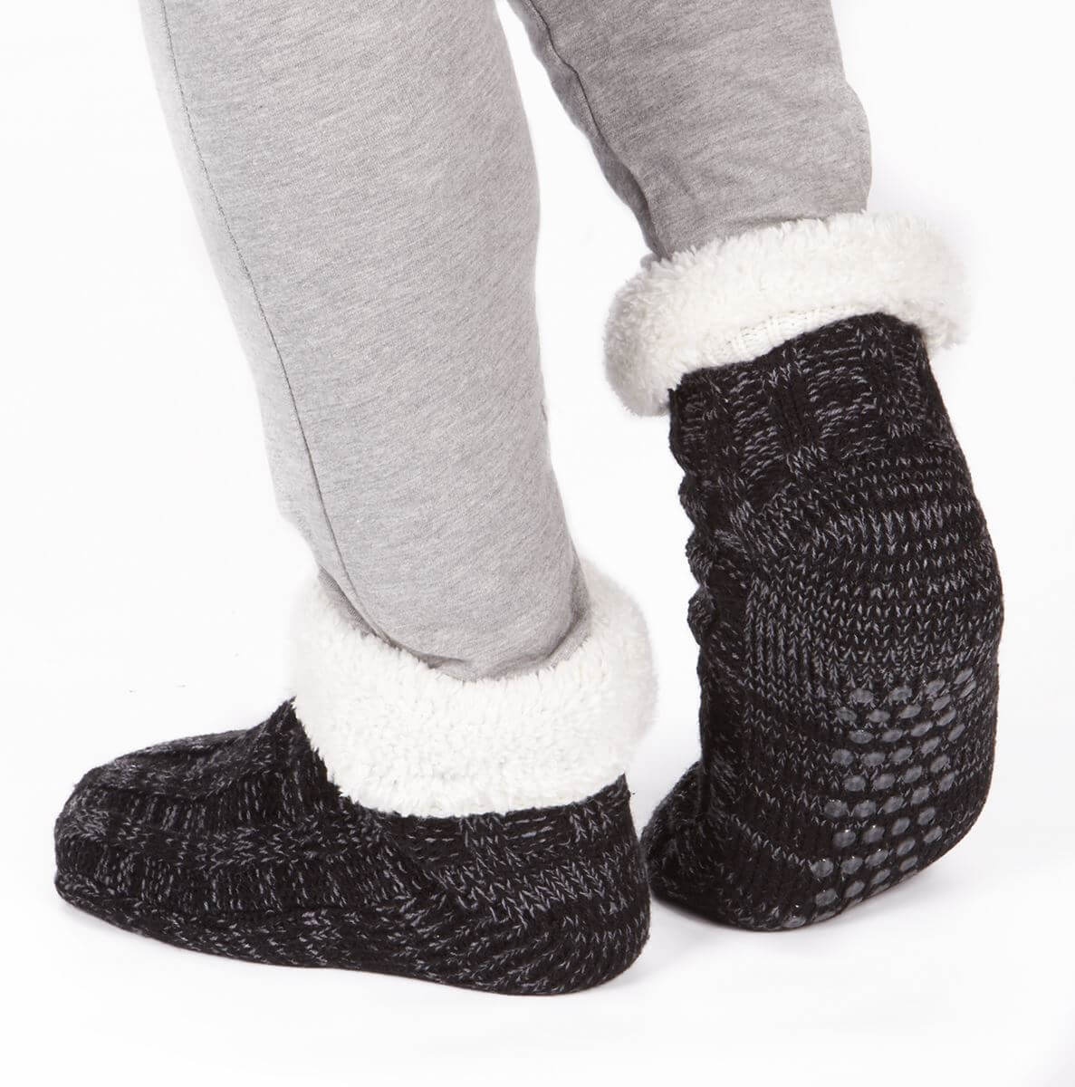 Men's Chunky Winter Lounge Slipper Socks with Non-Slip Grips Ultra-Soft Sherpa Flannel Fleece Lining Cozy Home Wear Sizes 39-46 by Sock Stack. Buy now for £8.00.