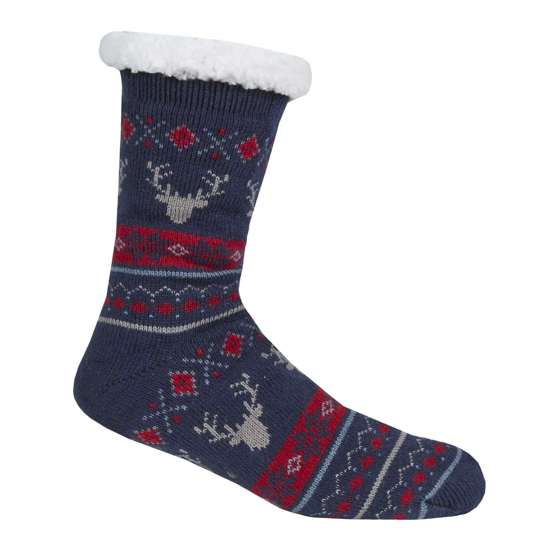 Men's Chunky Winter Lounge Slipper Socks with Non-Slip Grips Ultra-Soft Sherpa Flannel Fleece Lining Cozy Home Wear Sizes 39-46 by Sock Stack. Buy now for £8.00.