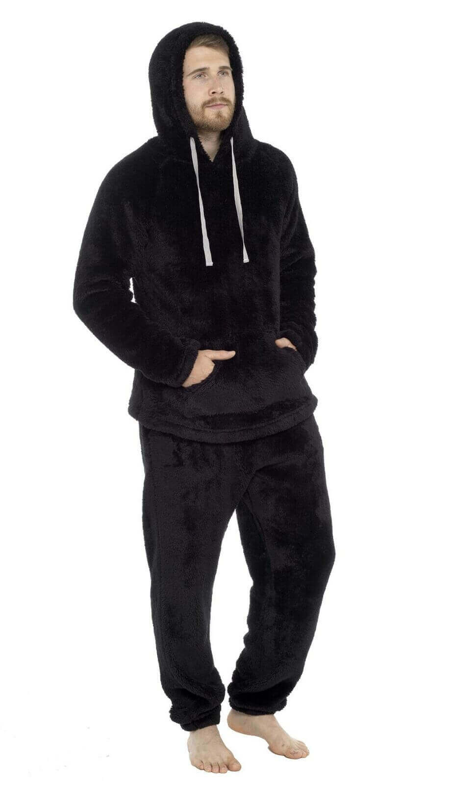 Men's Ultra-Soft Fleece Hooded Thermal Pyjama Set with Elastic Waist Cozy Loungewear Perfect for Winter and Indoor Relaxation by Daisy Dreamer. Buy now for £20.00.