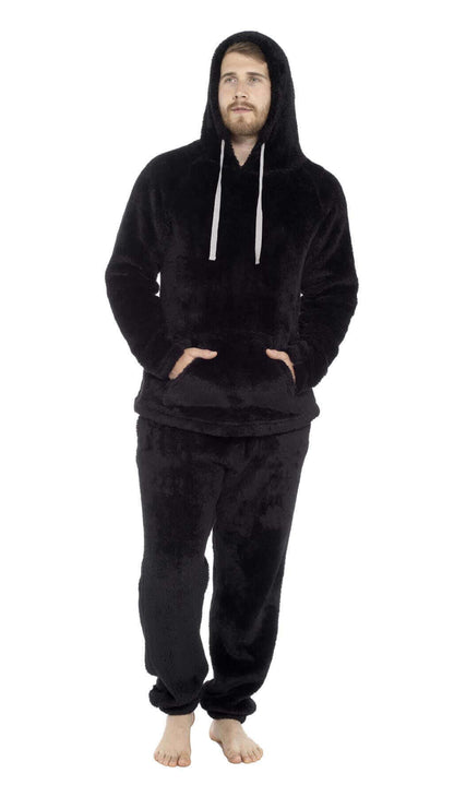 Men's Ultra-Soft Fleece Hooded Thermal Pyjama Set with Elastic Waist Cozy Loungewear Perfect for Winter and Indoor Relaxation by Daisy Dreamer. Buy now for £20.00.