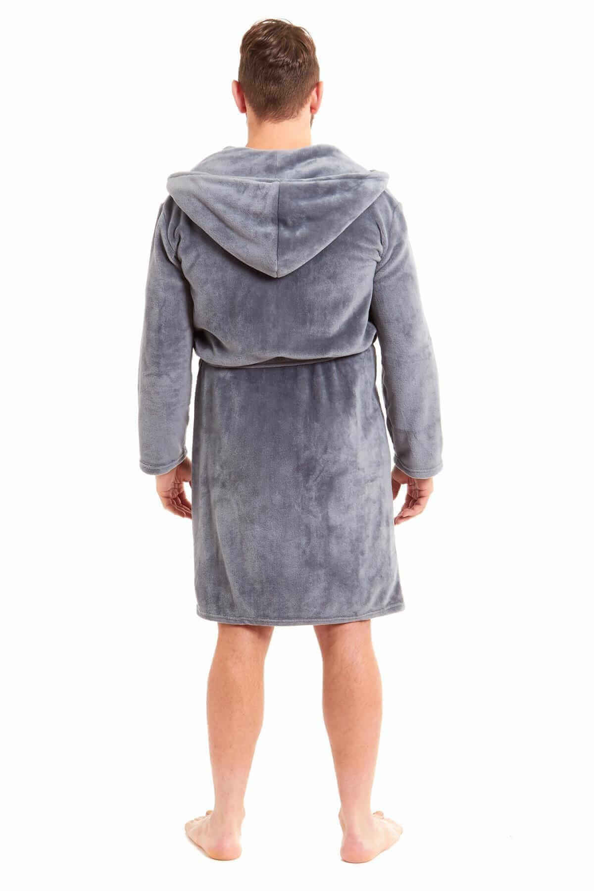 Men's Ultra-Soft Hooded Flannel Fleece Bathrobe Warm Plush Dressing Gown for Home Spa Gym Hotel by Daisy Dreamer. Buy now for £15.00.