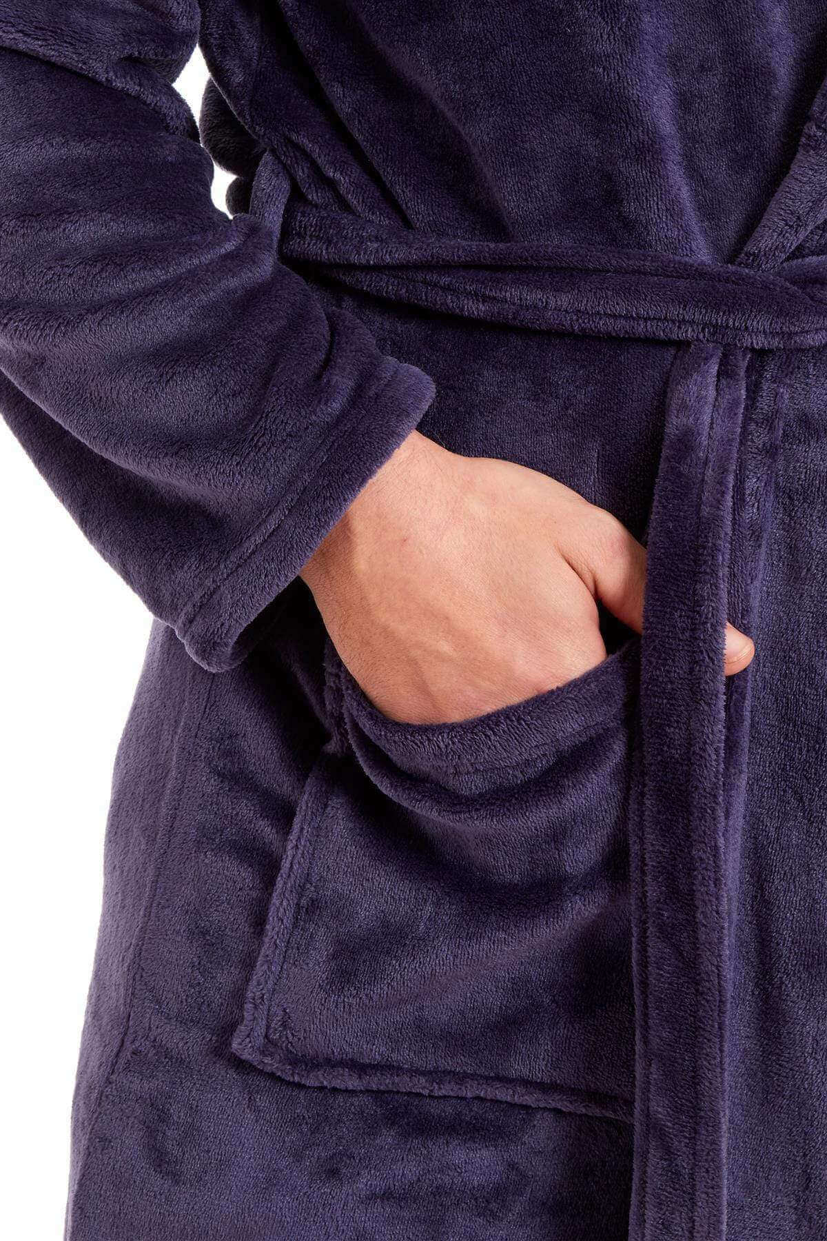 Men's Ultra-Soft Hooded Flannel Fleece Bathrobe Warm Plush Dressing Gown for Home Spa Gym Hotel by Daisy Dreamer. Buy now for £15.00.