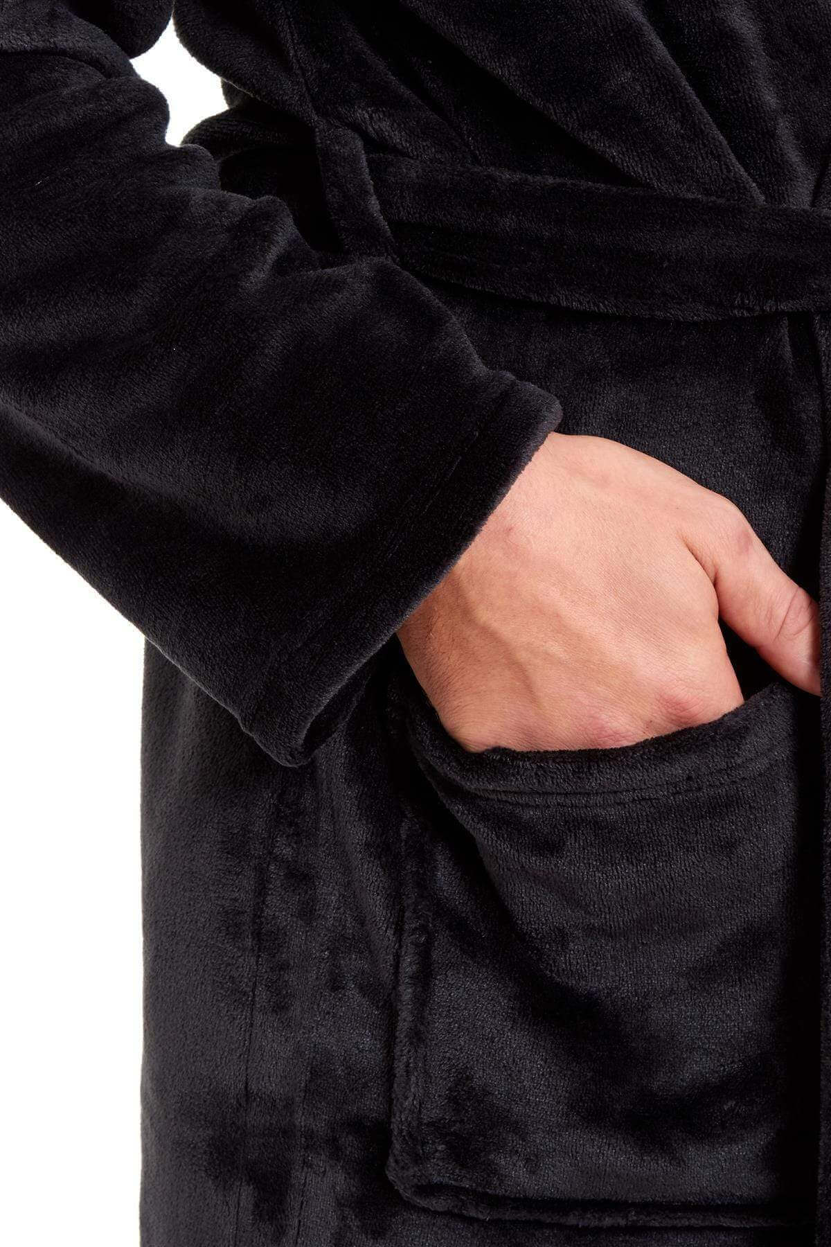 Men's Ultra-Soft Hooded Flannel Fleece Bathrobe Warm Plush Dressing Gown for Home Spa Gym Hotel by Daisy Dreamer. Buy now for £15.00.