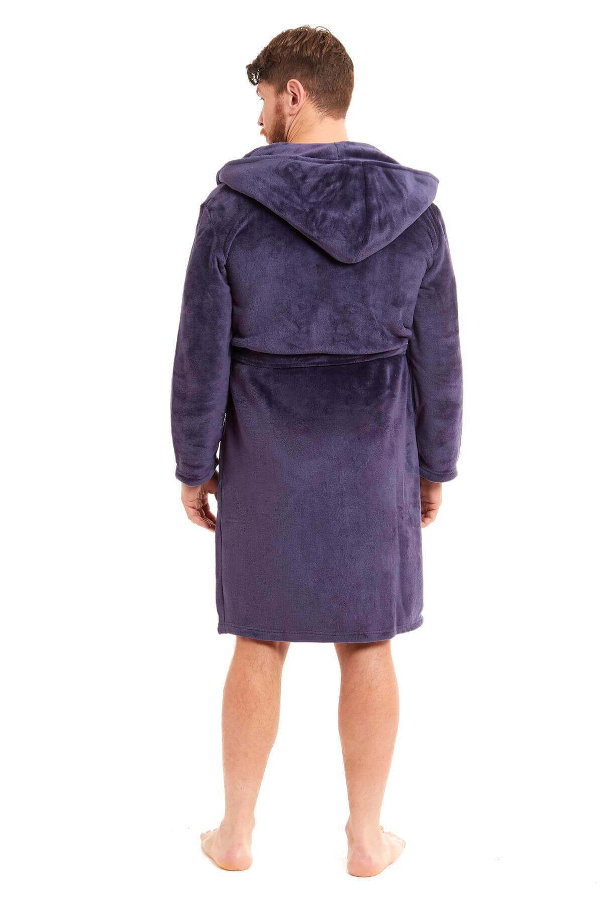 Men's Ultra-Soft Hooded Flannel Fleece Bathrobe Warm Plush Dressing Gown for Home Spa Gym Hotel by Daisy Dreamer. Buy now for £15.00.