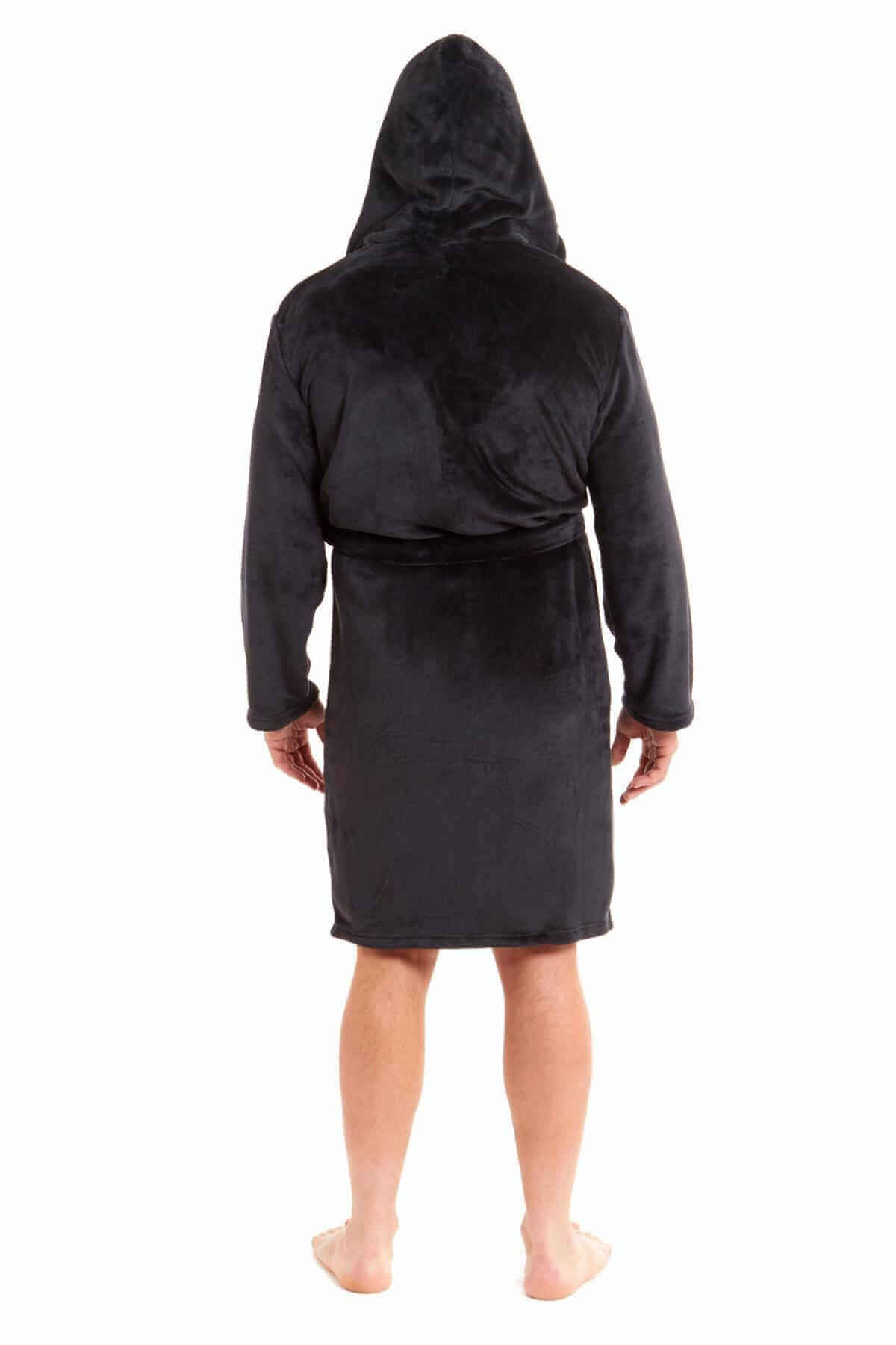 Men's Ultra-Soft Hooded Flannel Fleece Bathrobe Warm Plush Dressing Gown for Home Spa Gym Hotel by Daisy Dreamer. Buy now for £15.00.