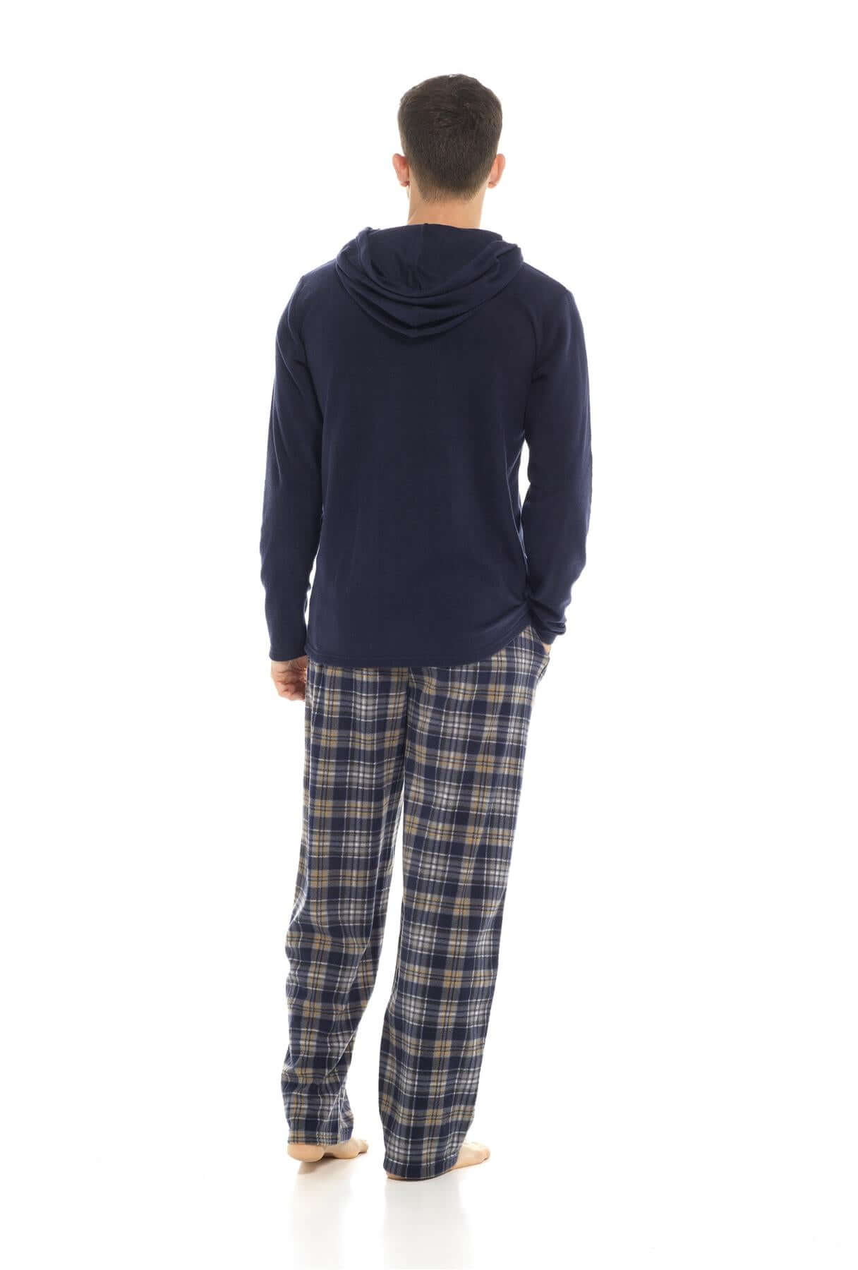 Men's Winter Hooded Check Fleece Pyjama Set Warm Cozy Nightwear with Stylish Check Bottoms in Multiple Sizes Ultimate Comfort by Sock Stack. Buy now for £20.00.