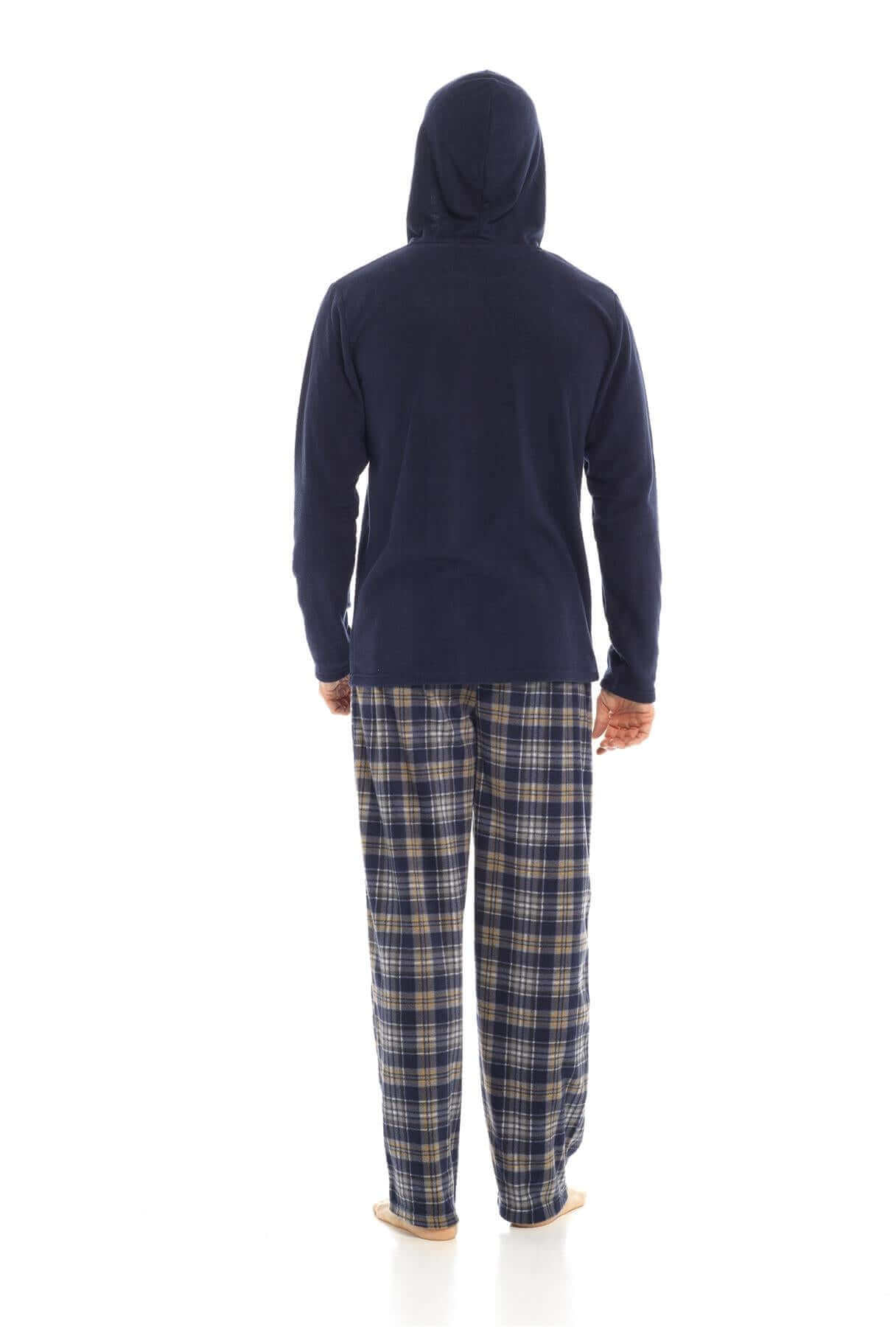 Men's Winter Hooded Check Fleece Pyjama Set Warm Cozy Nightwear with Stylish Check Bottoms in Multiple Sizes Ultimate Comfort by Sock Stack. Buy now for £20.00.