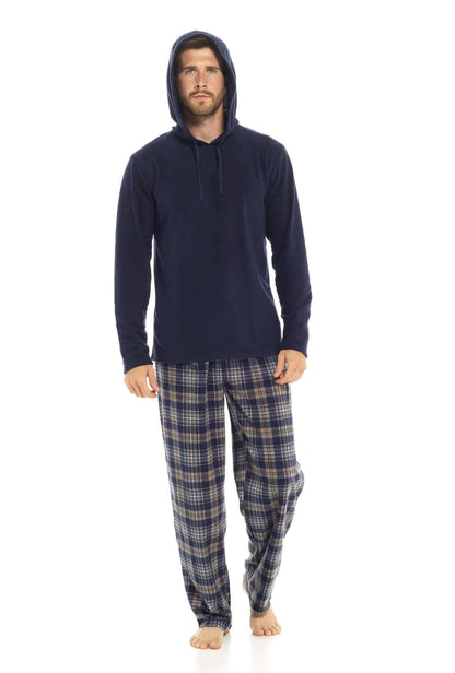 Men's Winter Hooded Check Fleece Pyjama Set Warm Cozy Nightwear with Stylish Check Bottoms in Multiple Sizes Ultimate Comfort by Sock Stack. Buy now for £20.00.