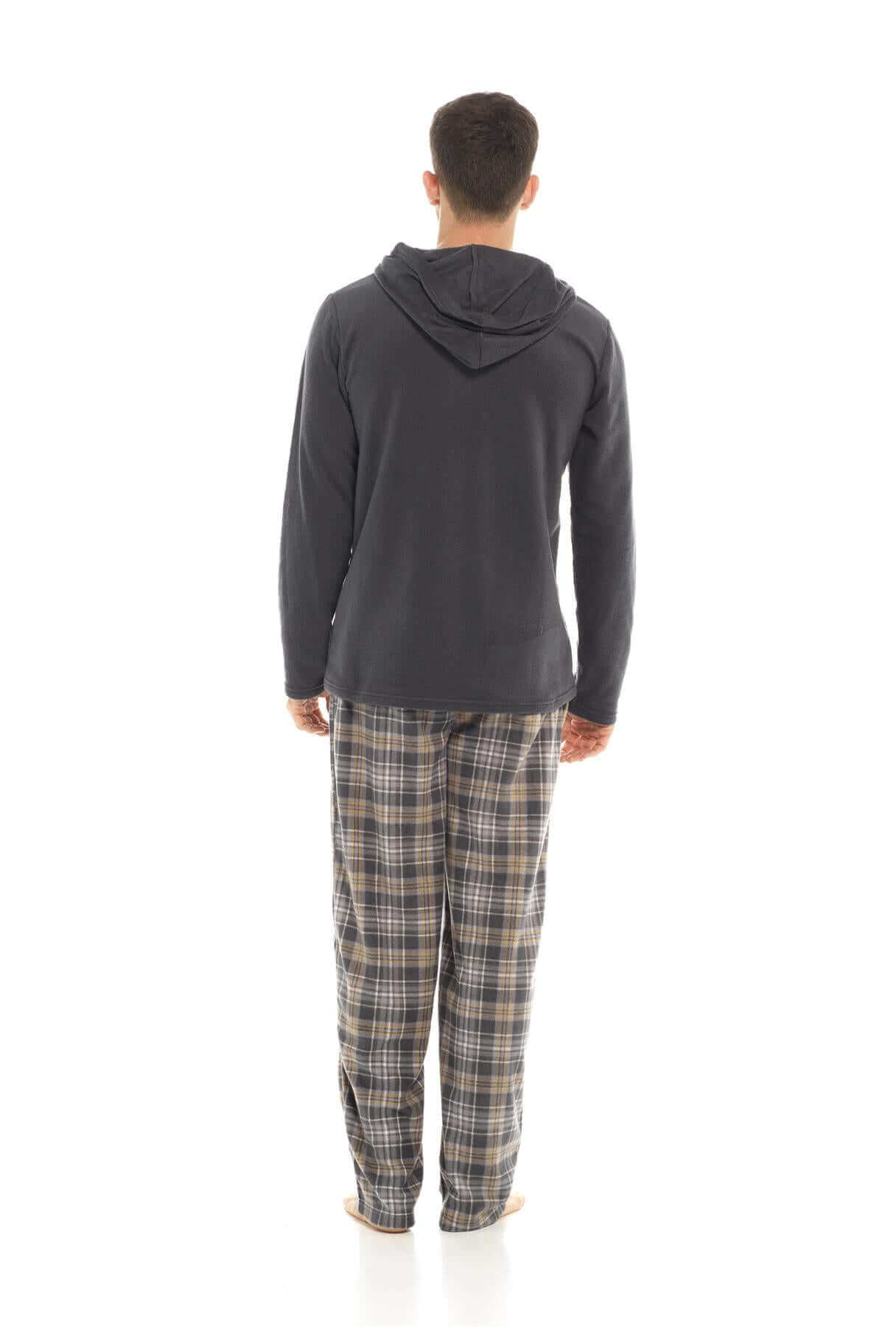 Men's Winter Hooded Check Fleece Pyjama Set Warm Cozy Nightwear with Stylish Check Bottoms in Multiple Sizes Ultimate Comfort by Sock Stack. Buy now for £20.00.