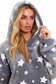 Oversized Grey Stars Hooded Blanket Ultra Soft Sherpa Fur Lining Plush Flannel Loungewear One Size Fits All for Adults and Kids by Daisy Dreamer. Buy now for £11.00.