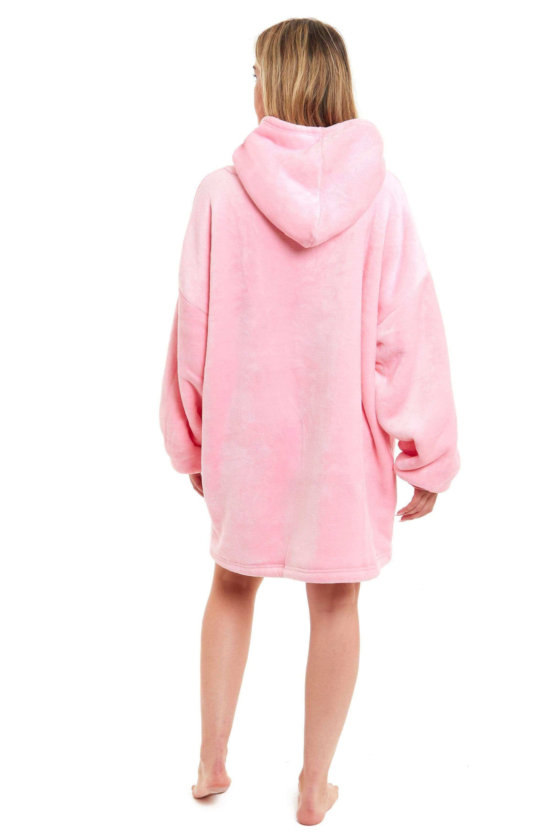 Oversized Hooded Blanket Sweatshirt Plush Sherpa Fur Grey Pink Giant Hoodie for Adults and Kids with Elastic Cuffs and Pocket by Daisy Dreamer. Buy now for £9.00.
