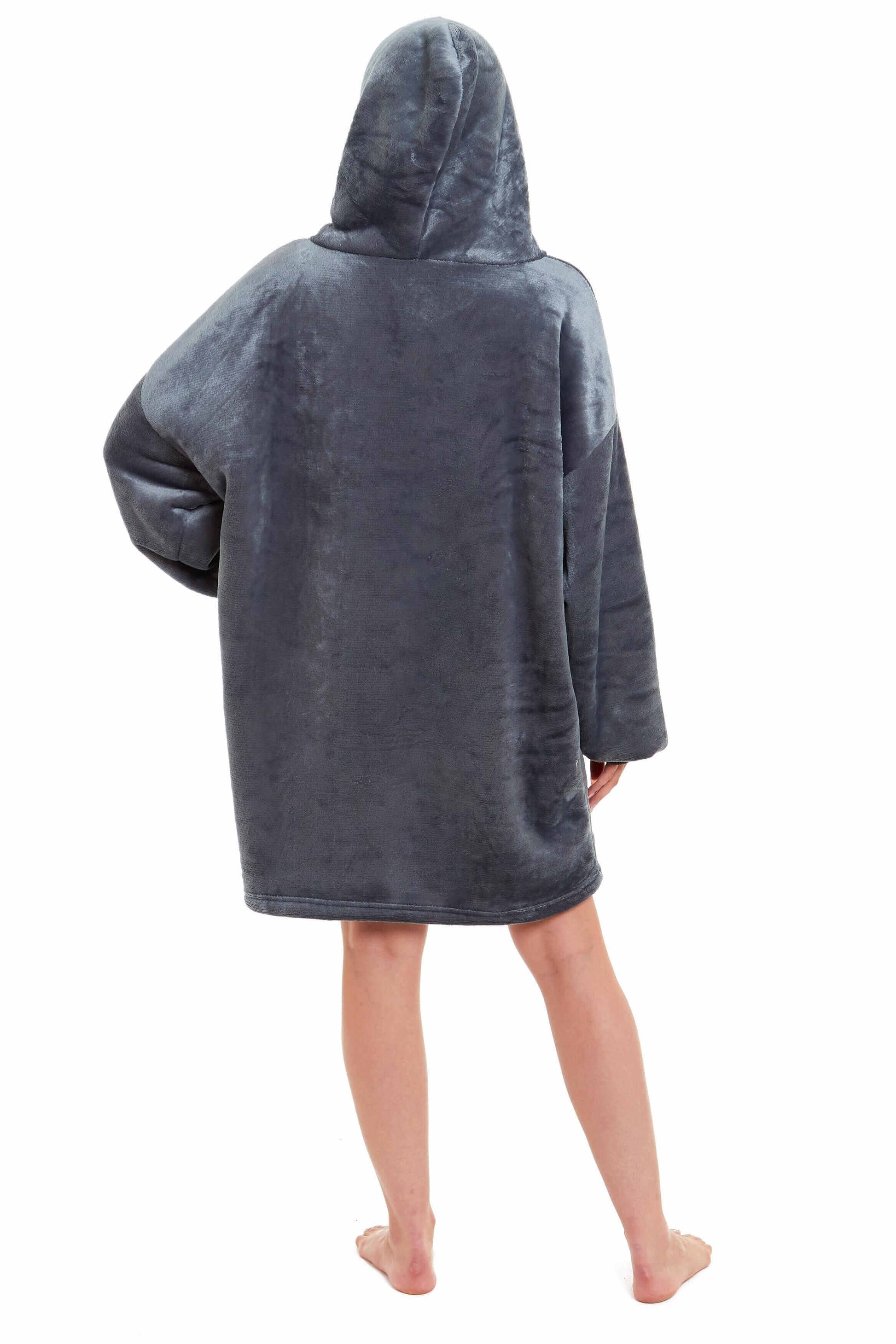 Oversized Hooded Blanket Sweatshirt Plush Sherpa Fur Grey Pink Giant Hoodie for Adults and Kids with Elastic Cuffs and Pocket by Daisy Dreamer. Buy now for £9.00.