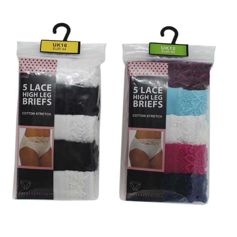 Pack of 10 Cotton Rich Lace Brief Knickers for Women Comfortable Stretch Waistband Assorted Colours Breathable Underwear UK Sizes 10-20 by Daisy Dreamer. Buy now for £14.00.
