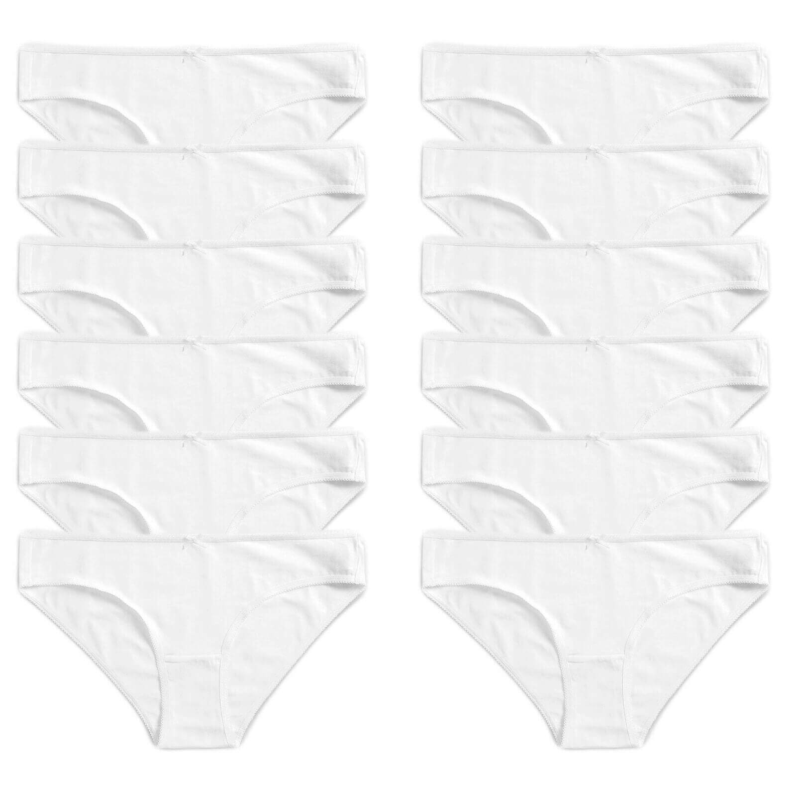 Pack of 12 Womens 100 Percent Cotton High Leg Bikini Briefs Comfortable Stretch Waistband Hypoallergenic Breathable Underwear Multipack Black White UK Sizes 10-20 by Daisy Dreamer. Buy now for £9.00.