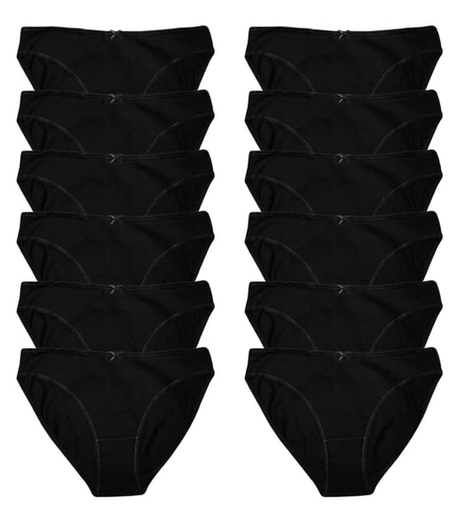 Pack of 12 Womens 100 Percent Cotton High Leg Bikini Briefs Comfortable Stretch Waistband Hypoallergenic Breathable Underwear Multipack Black White UK Sizes 10-20 by Daisy Dreamer. Buy now for £9.00.