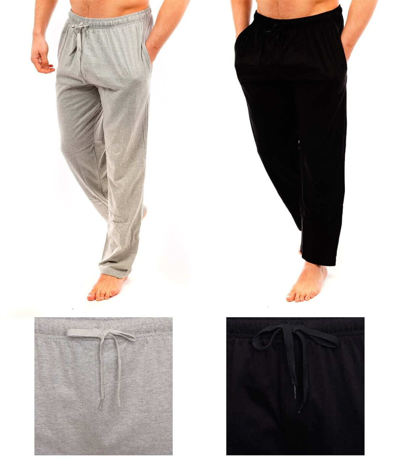 Pack of 2 Men's Cotton Lounge Bottoms Stretchable PJ Pants Available in Black Navy Grey Durable and Cozy Loungewear Medium to 5X-Large by Sock Stack. Buy now for £15.00.