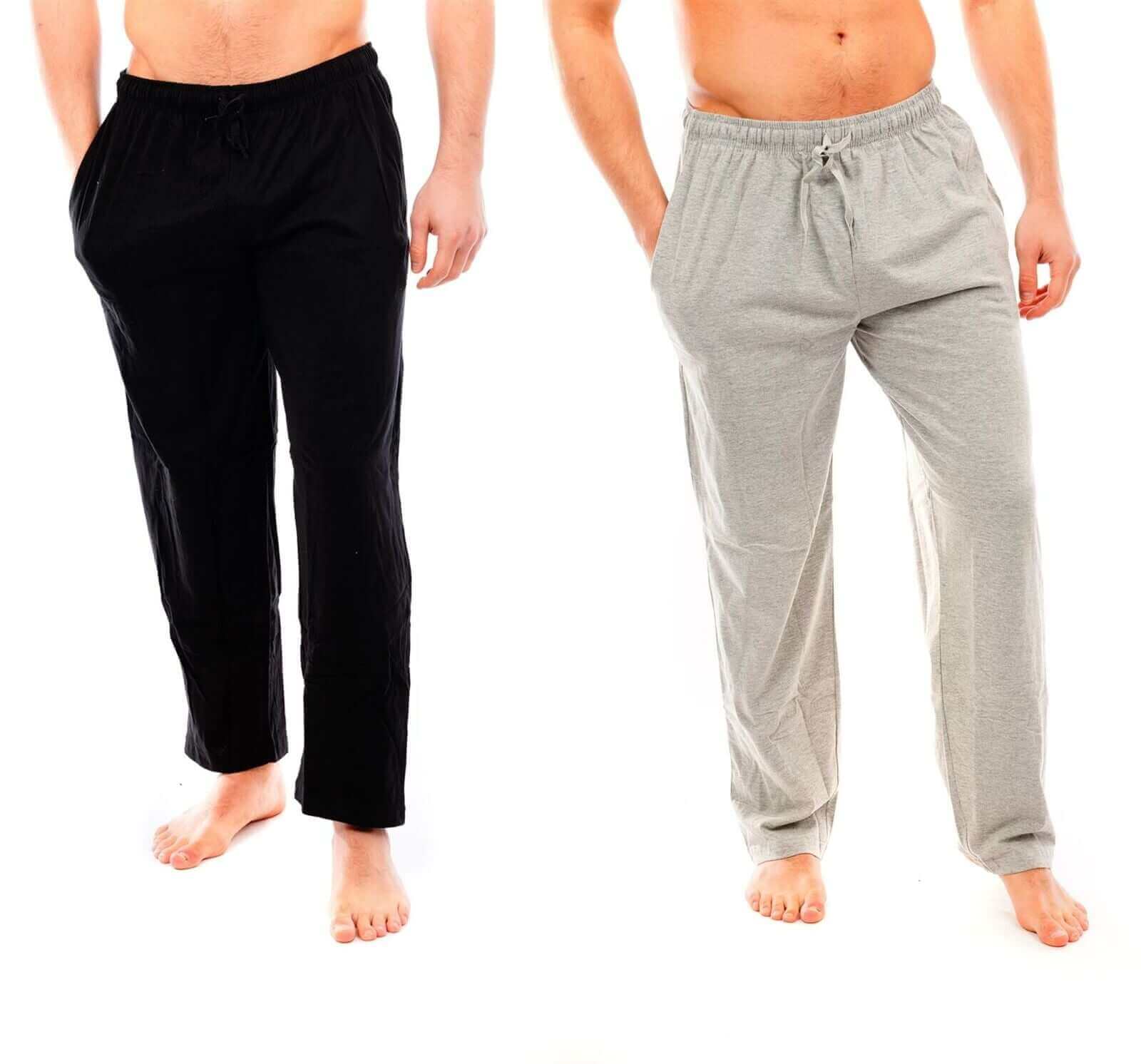 Pack of 2 Men's Cotton Lounge Bottoms Stretchable PJ Pants Available in Black Navy Grey Durable and Cozy Loungewear Medium to 5X-Large by Sock Stack. Buy now for £15.00.
