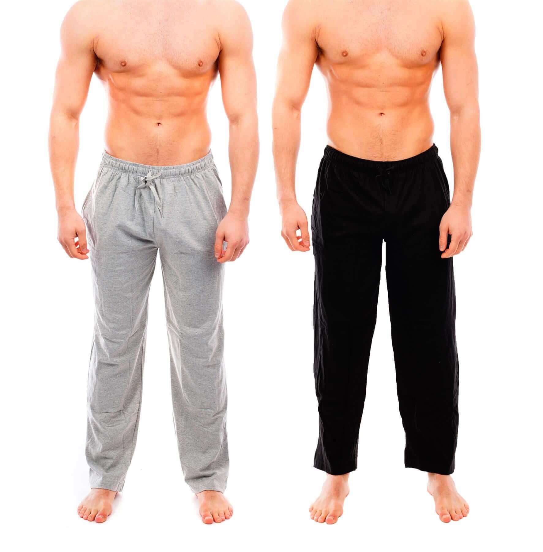 Pack of 2 Men's Cotton Lounge Bottoms Stretchable PJ Pants Available in Black Navy Grey Durable and Cozy Loungewear Medium to 5X-Large by Sock Stack. Buy now for £15.00.