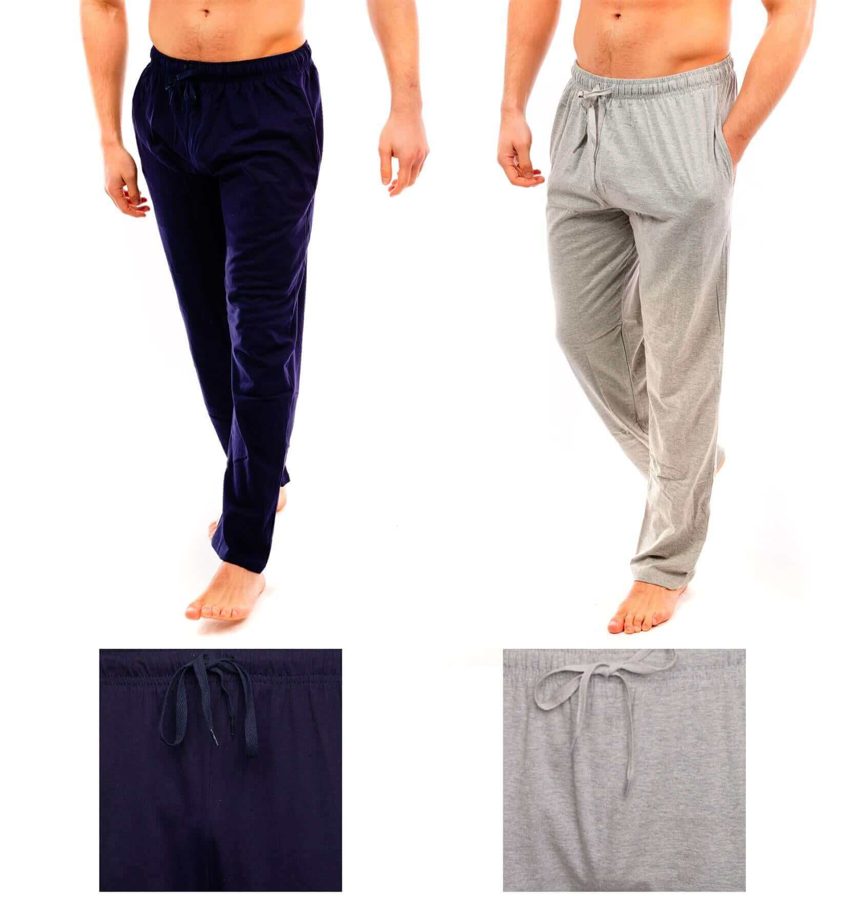 Pack of 2 Men's Cotton Lounge Bottoms Stretchable PJ Pants Available in Black Navy Grey Durable and Cozy Loungewear Medium to 5X-Large by Sock Stack. Buy now for £15.00.