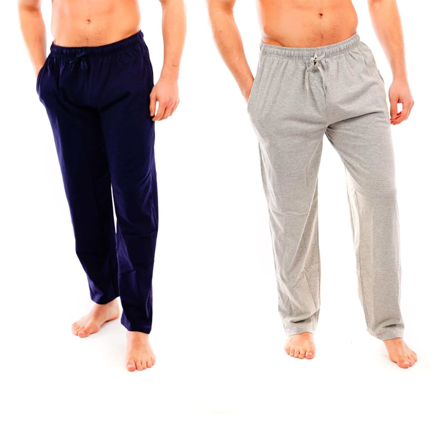 Pack of 2 Men's Cotton Lounge Bottoms Stretchable PJ Pants Available in Black Navy Grey Durable and Cozy Loungewear Medium to 5X-Large by Sock Stack. Buy now for £15.00.