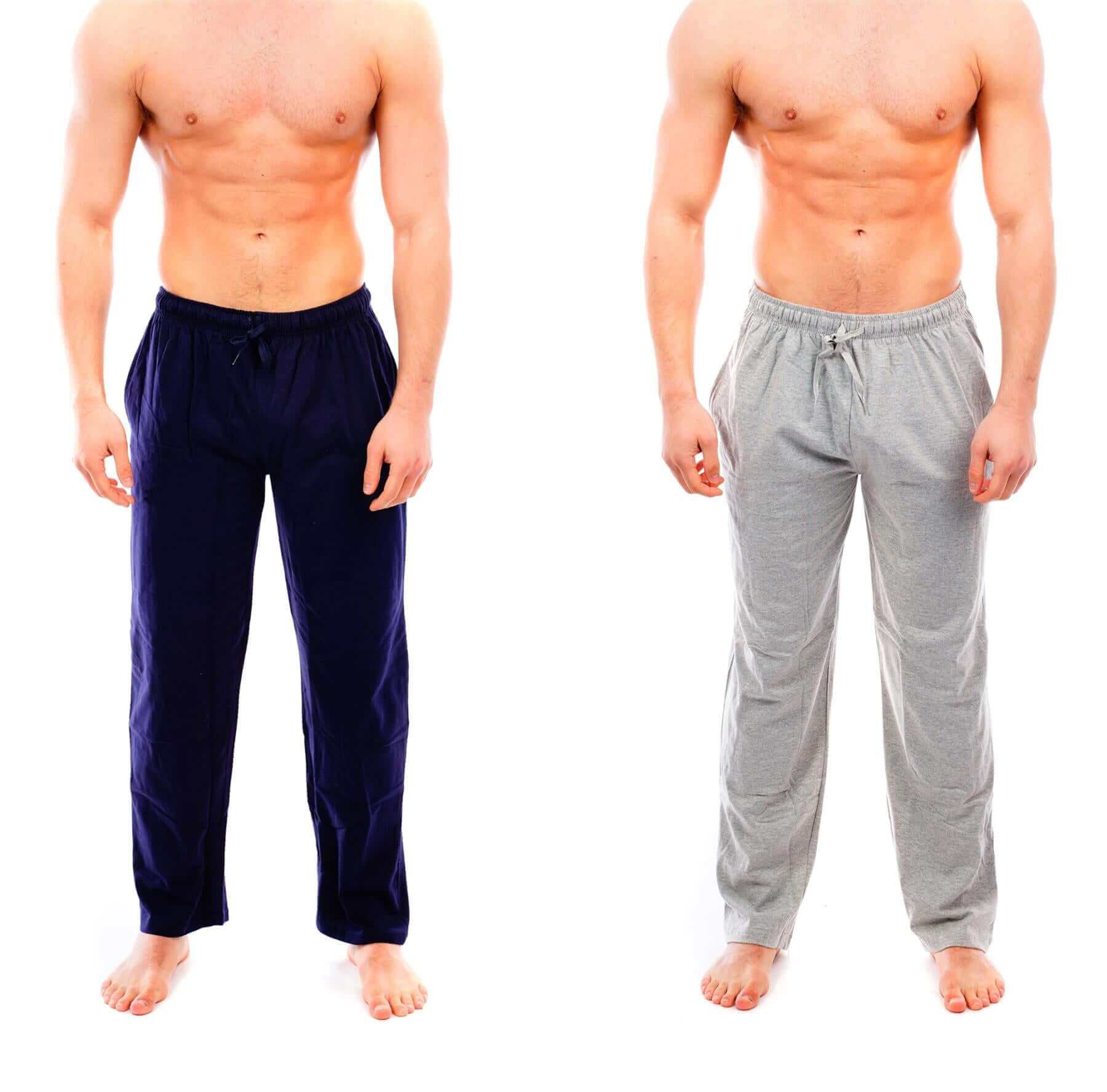 Pack of 2 Men's Cotton Lounge Bottoms Stretchable PJ Pants Available in Black Navy Grey Durable and Cozy Loungewear Medium to 5X-Large by Sock Stack. Buy now for £15.00.