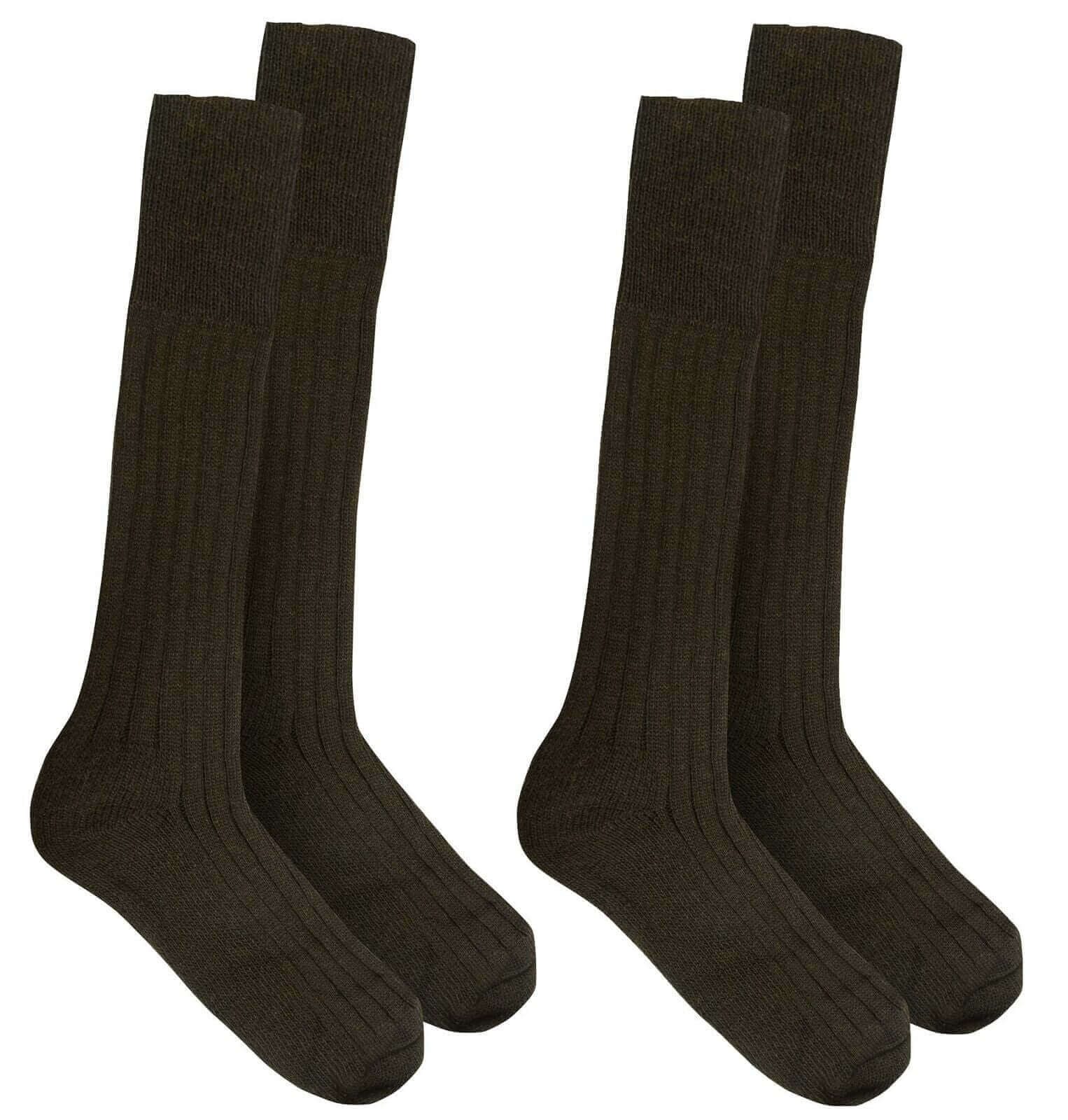 Pack of 2 Mens Heavy Duty Thermal Winter Boot Socks Warm Cotton Blend with Ankle and Arch Support Ideal for Outdoor Activities Hiking Camping Cold Weather UK 6-11 Black and Green Sock Stack. Buy now for £7.00.
