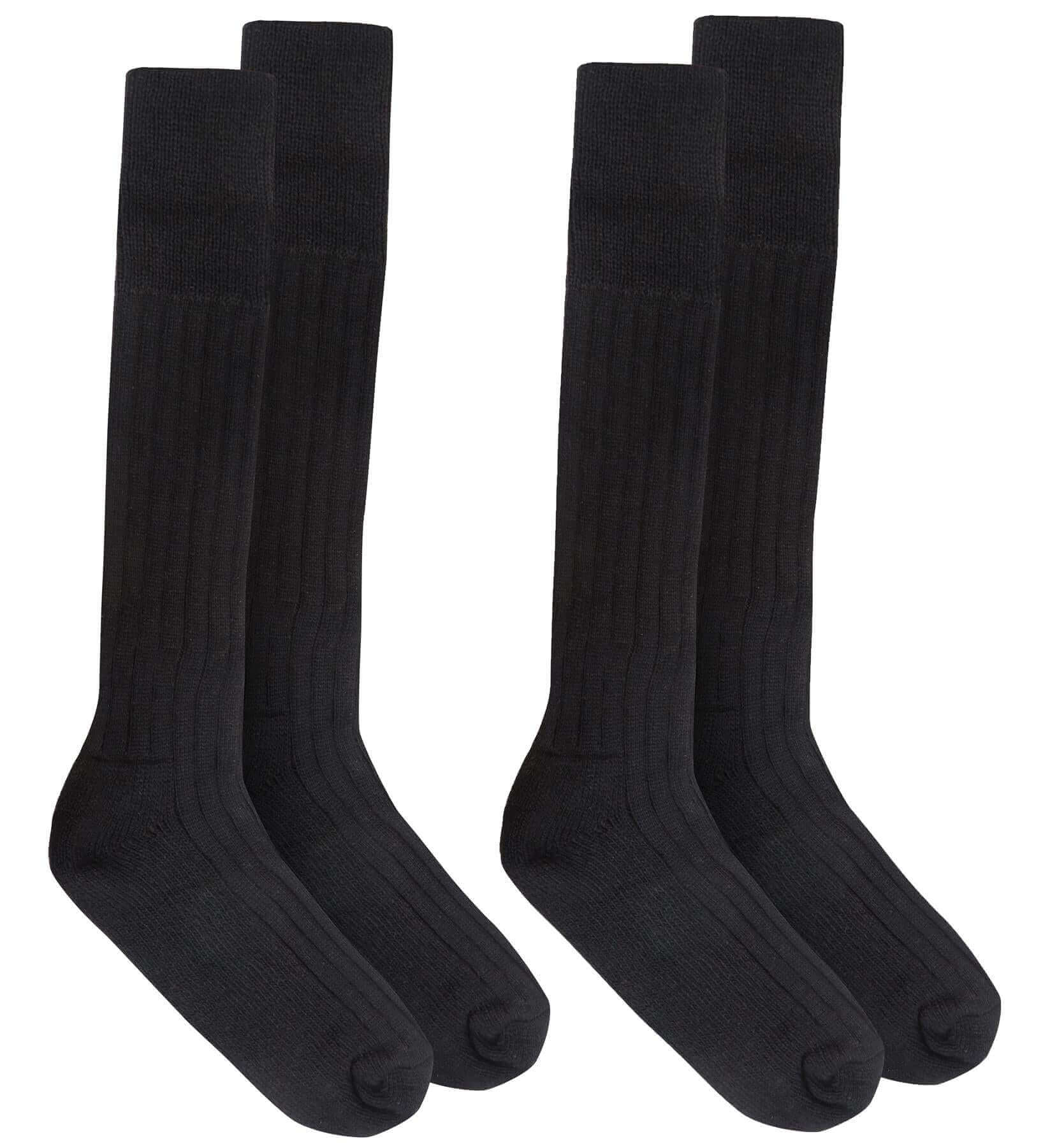 Pack of 2 Mens Heavy Duty Thermal Winter Boot Socks Warm Cotton Blend with Ankle and Arch Support Ideal for Outdoor Activities Hiking Camping Cold Weather UK 6-11 Black and Green Sock Stack. Buy now for £7.00.