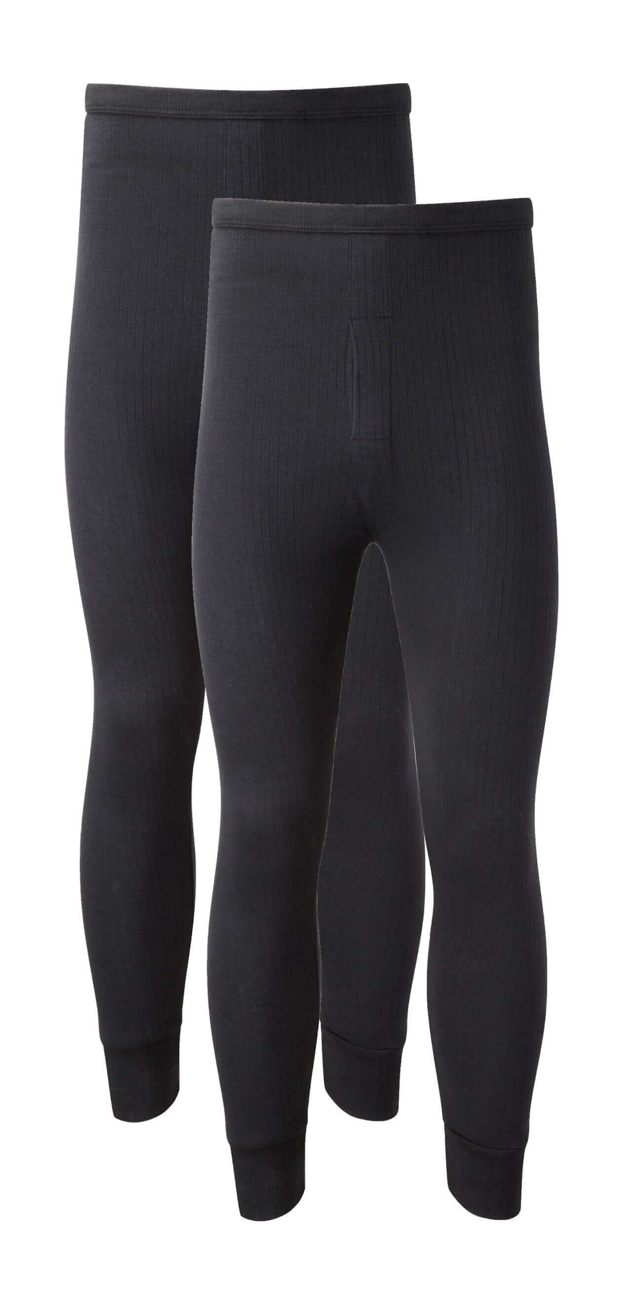 Pack of 2 Mens Thermal Long Johns Trousers Durable Warm Baselayer for Running Hiking Outdoor Sports Workwear Small to XXL Black Grey Navy by Heatwave Thermalwear. Buy now for £10.00.