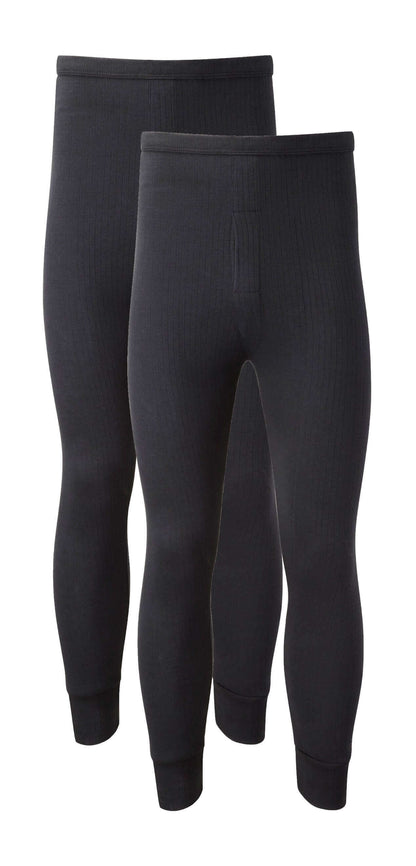 Pack of 2 Mens Thermal Long Johns Trousers Durable Warm Baselayer for Running Hiking Outdoor Sports Workwear Small to XXL Black Grey Navy by Heatwave Thermalwear. Buy now for £10.00.
