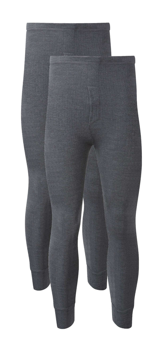 Pack of 2 Mens Thermal Long Johns Trousers Durable Warm Baselayer for Running Hiking Outdoor Sports Workwear Small to XXL Black Grey Navy by Heatwave Thermalwear. Buy now for £10.00.