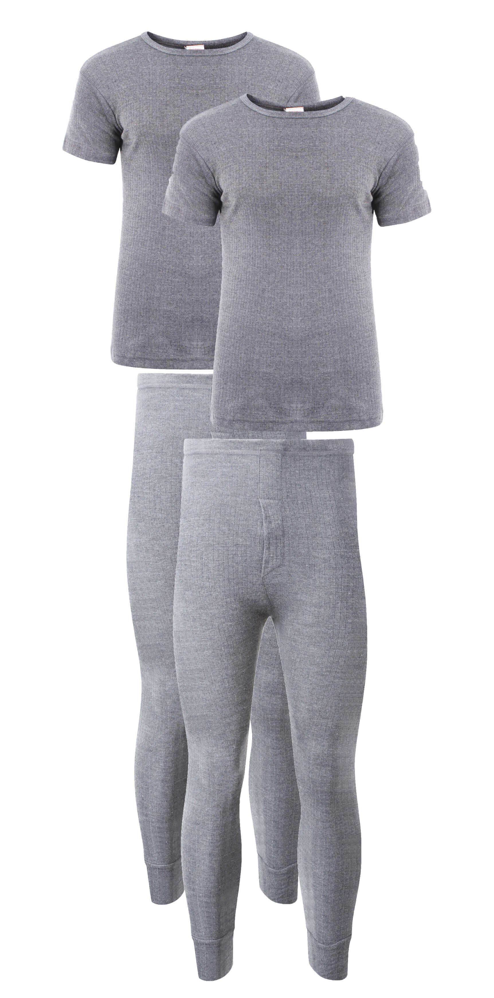 Pack of 2 Mens Thermal Underwear Set Top and Bottom Warm Baselayer for Winter Outdoor Sports in Black Grey Navy White Small to Large by Heatwave Thermalwear. Buy now for £18.00.