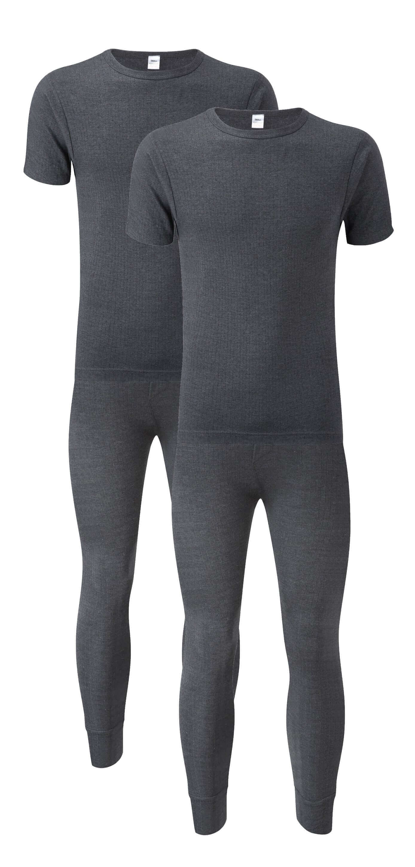 Pack of 2 Mens Thermal Underwear Set Top and Bottom Warm Baselayer for Winter Outdoor Sports in Black Grey Navy White Small to Large by Heatwave Thermalwear. Buy now for £18.00.