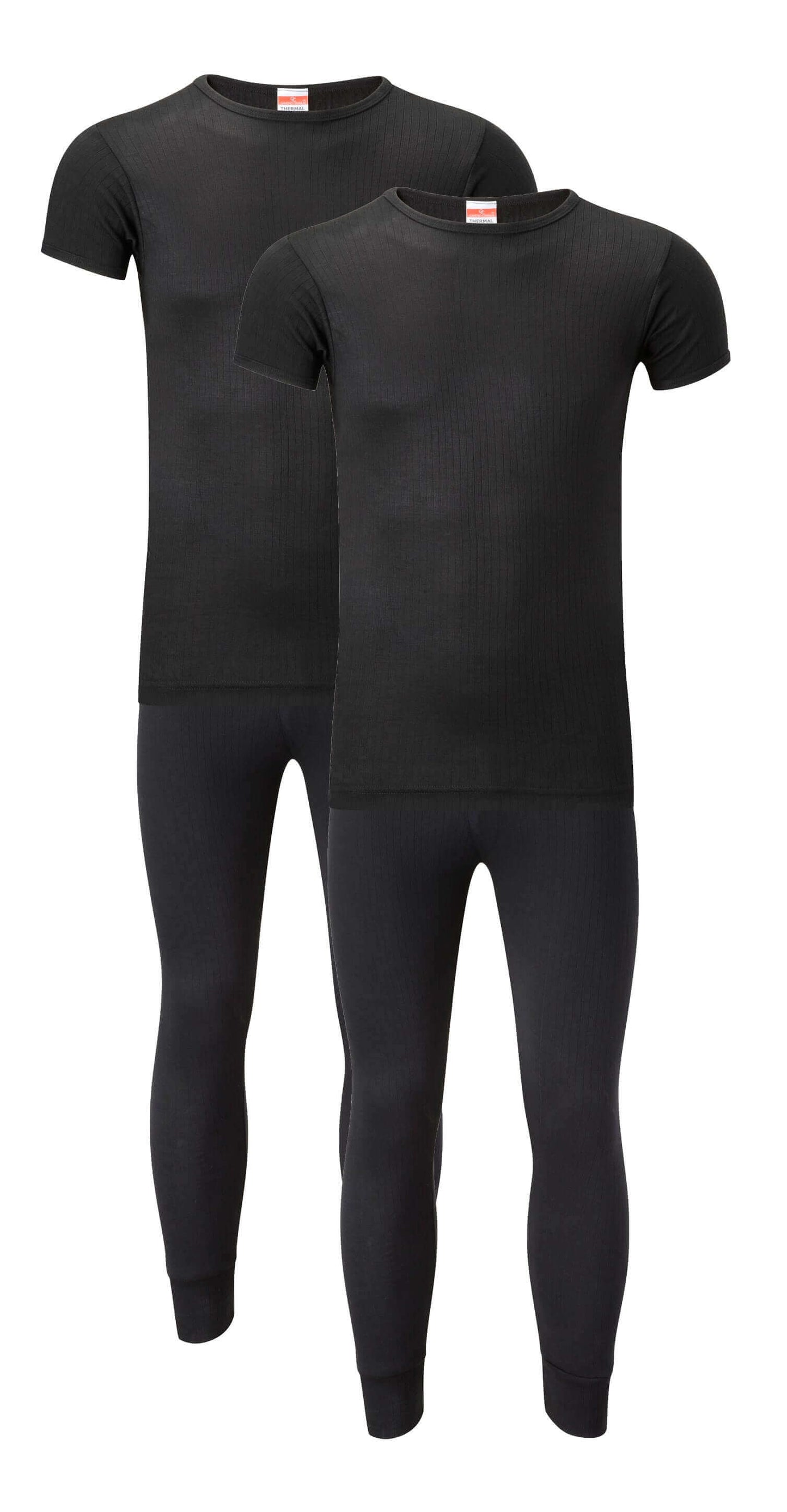 Pack of 2 Mens Thermal Underwear Set Top and Bottom Warm Baselayer for Winter Outdoor Sports in Black Grey Navy White Small to Large by Heatwave Thermalwear. Buy now for £18.00.