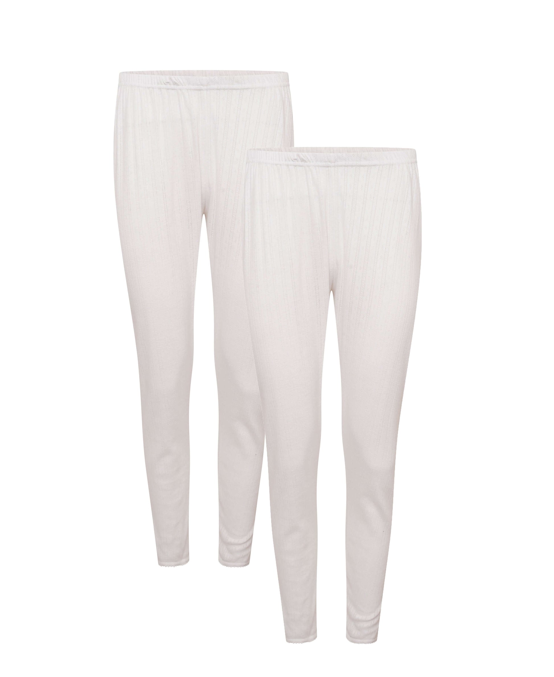 Pack of 2 Womens Thermal Pants Advanced Insulating Yarn Cotton Rich Ribbed Comfort Fit for Running Hiking Workwear in White Grey Black by Heatwave Thermalwear. Buy now for £10.00.