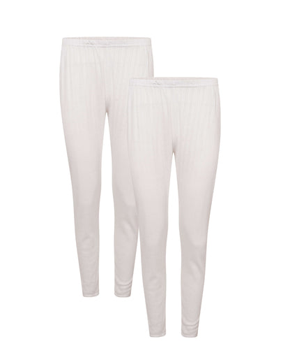 Pack of 2 Womens Thermal Pants Advanced Insulating Yarn Cotton Rich Ribbed Comfort Fit for Running Hiking Workwear in White Grey Black by Heatwave Thermalwear. Buy now for £10.00.