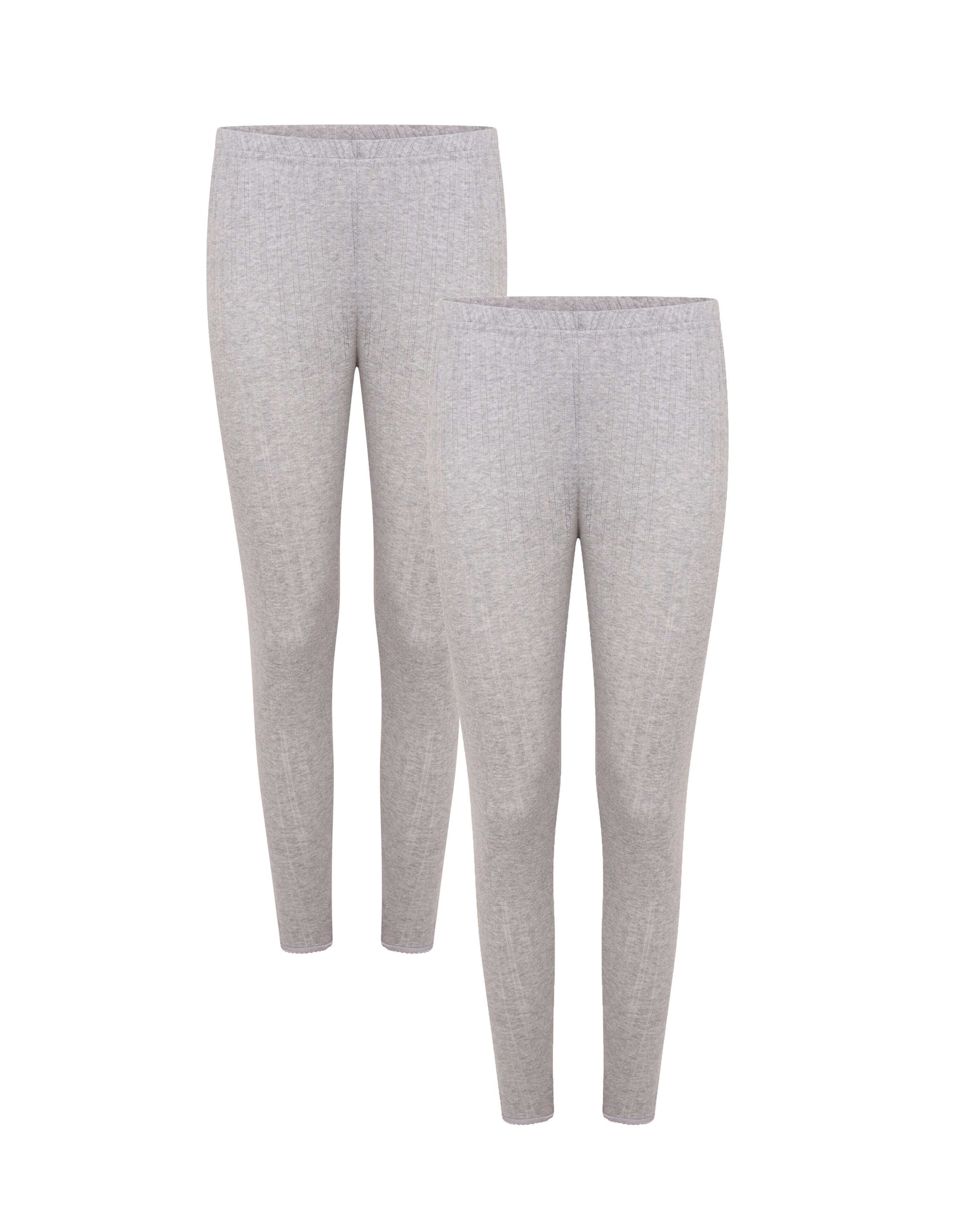 Pack of 2 Womens Thermal Pants Advanced Insulating Yarn Cotton Rich Ribbed Comfort Fit for Running Hiking Workwear in White Grey Black by Heatwave Thermalwear. Buy now for £10.00.