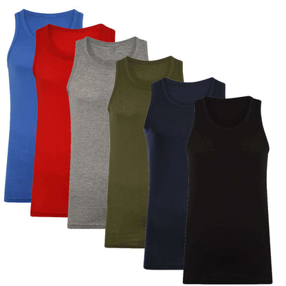 Pack of 3 Mens Cotton Muscle Tank Tops Fitted Gym Vests Summer Activewear Multicolor Sizes Small to XXLarge Ultimate Comfort Breathable Stretch Fabric by Sock Stack. Buy now for £5.00.
