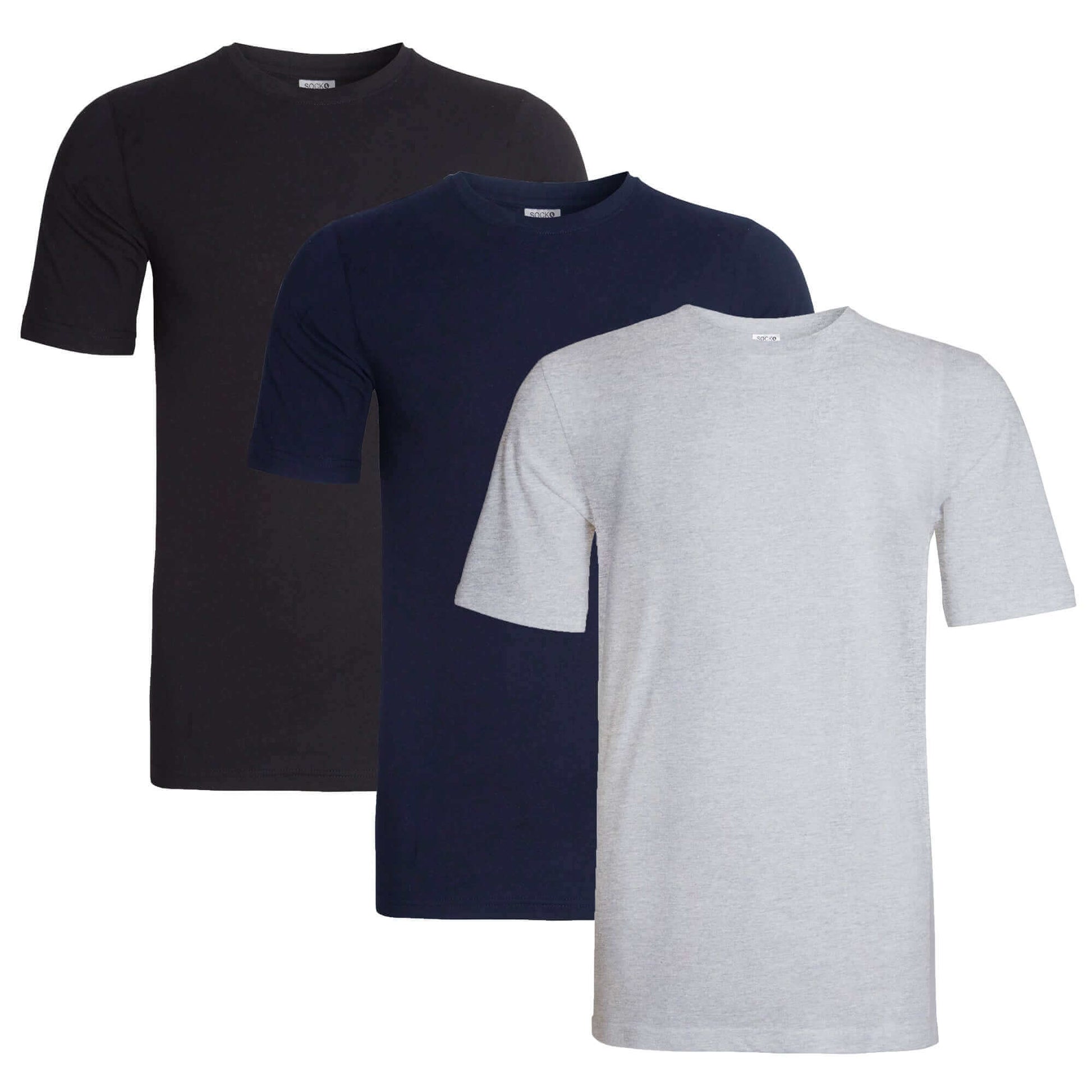 Pack of 3 Men's Plain T-Shirts Soft Breathable Cotton Polyester Blend Short Sleeve Tees Versatile Classic Colors by Sock Stack. Buy now for £10.00.
