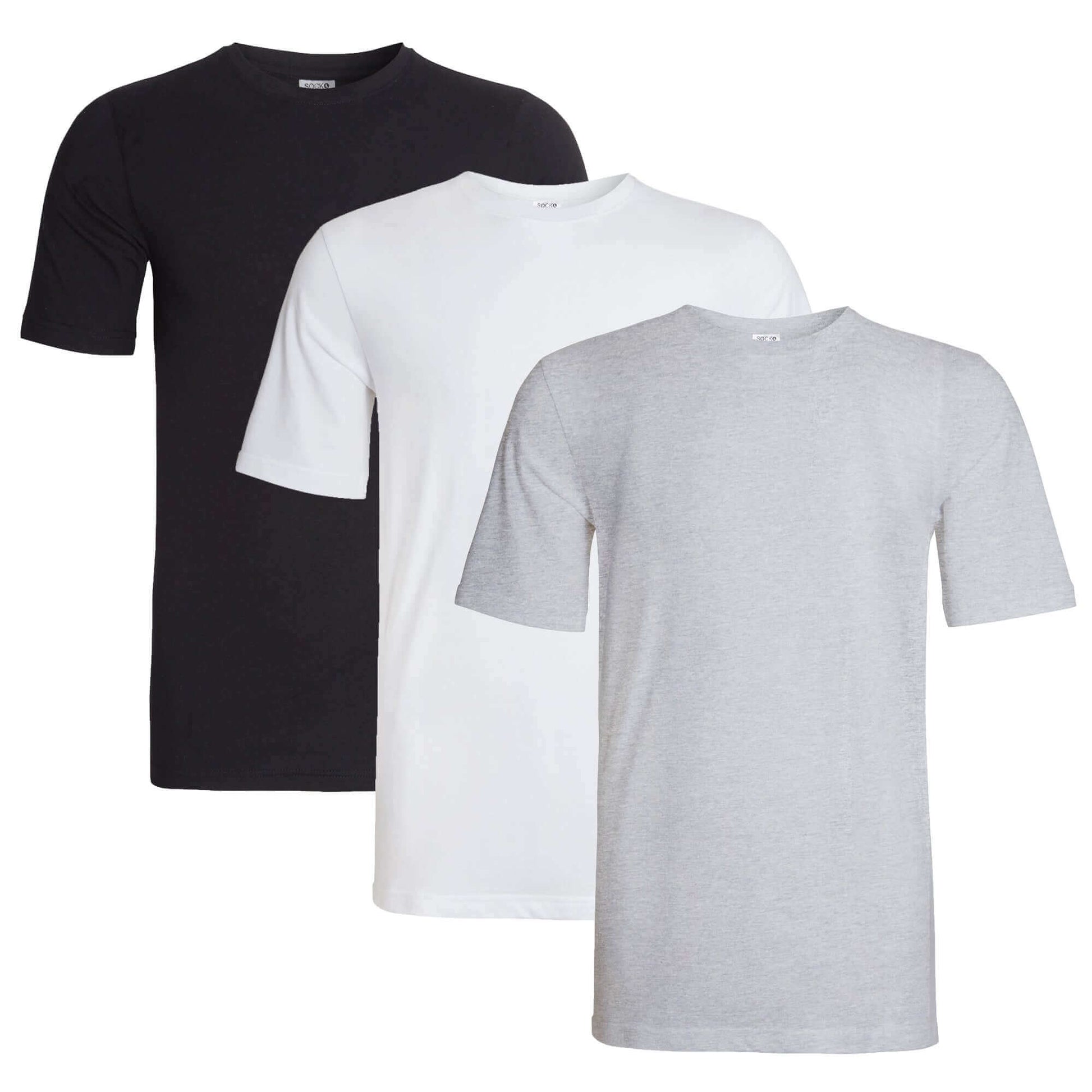 Pack of 3 Men's Plain T-Shirts Soft Breathable Cotton Polyester Blend Short Sleeve Tees Versatile Classic Colors by Sock Stack. Buy now for £10.00.