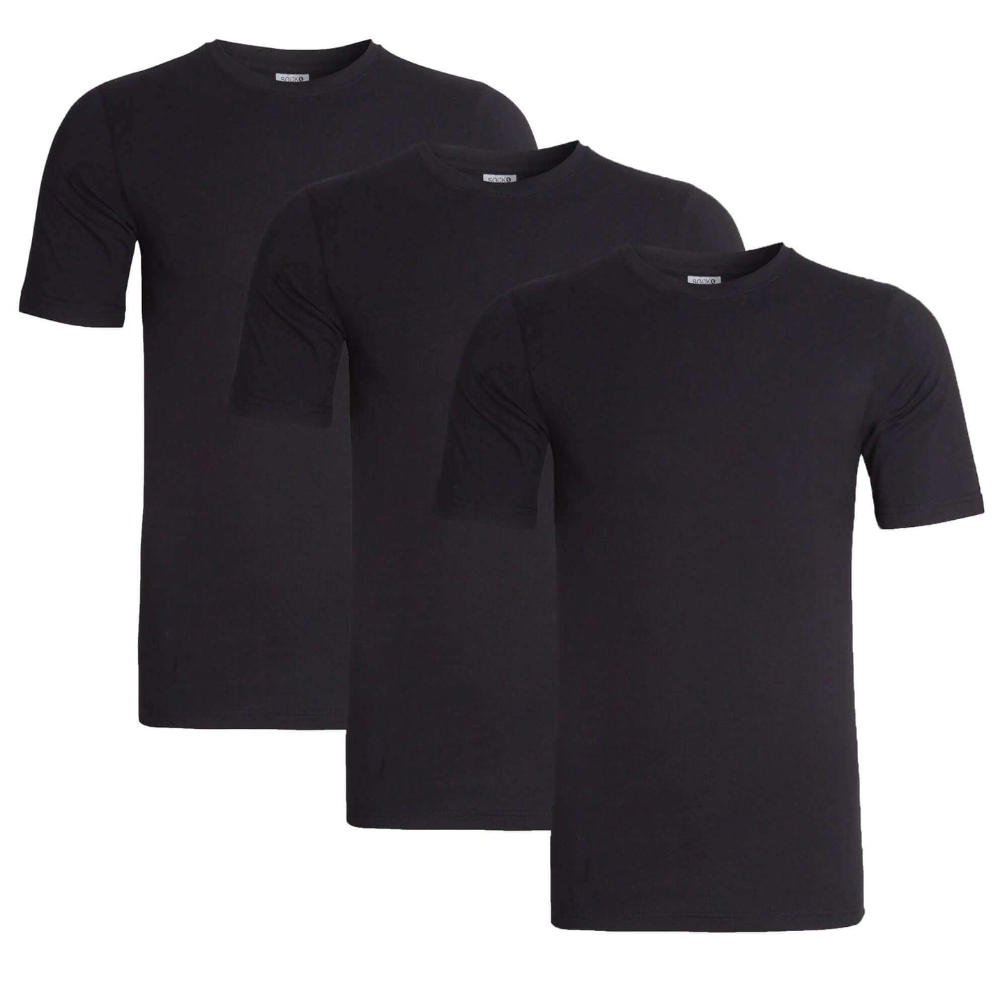 Pack of 3 Men's Plain T-Shirts Soft Breathable Cotton Polyester Blend Short Sleeve Tees Versatile Classic Colors by Sock Stack. Buy now for £10.00.