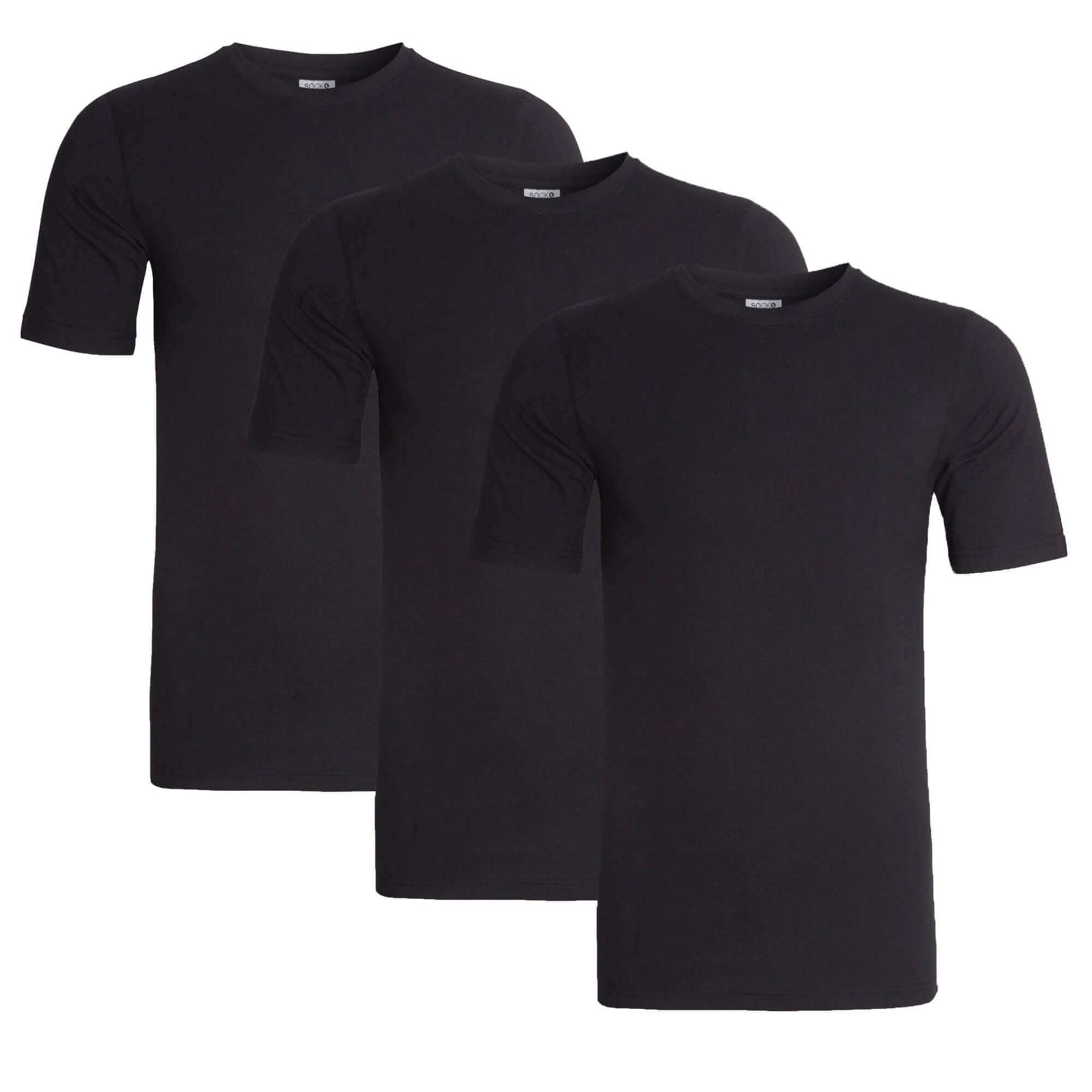 Pack of 3 Men's Plain T-Shirts Soft Breathable Cotton Polyester Blend Short Sleeve Tees Versatile Classic Colors by Sock Stack. Buy now for £10.00.