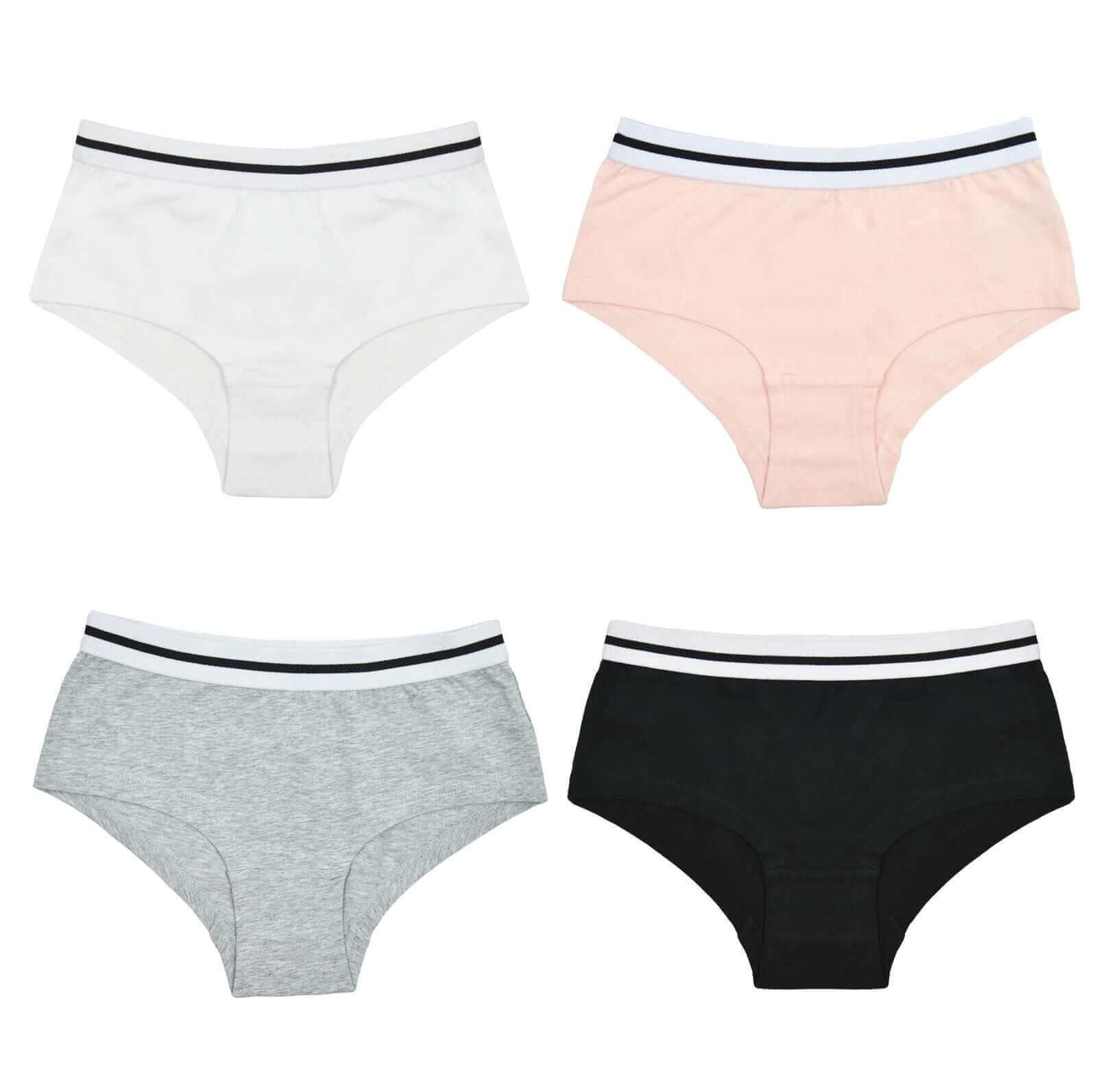Pack of 4 Girls Cotton Comfort Fit Shorts Breathable Stretchy Knickers for Everyday Wear in Sizes 6-13 Years by Daisy Dreamer. Buy now for £10.00.