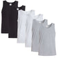 Pack of 6 Men's Cotton Blend Gym Muscle Vests Fitted Lightweight Comfortable Breathable Summer Wear Sizes S to XXL Available in Black Grey Navy White by Sock Stack. Buy now for £10.00.