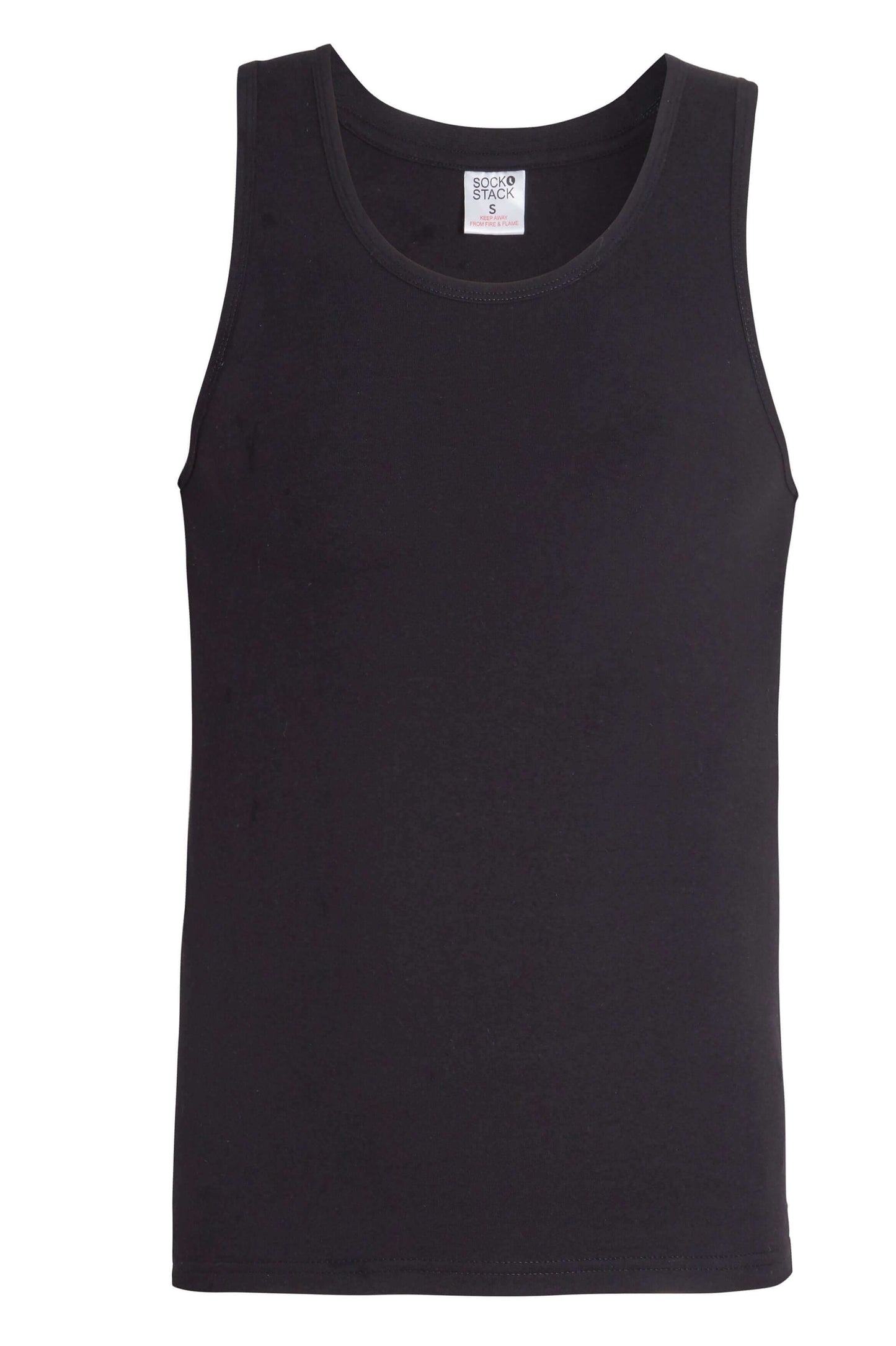 Pack of 6 Men's Cotton Blend Gym Muscle Vests Fitted Lightweight Comfortable Breathable Summer Wear Sizes S to XXL Available in Black Grey Navy White by Sock Stack. Buy now for £10.00.