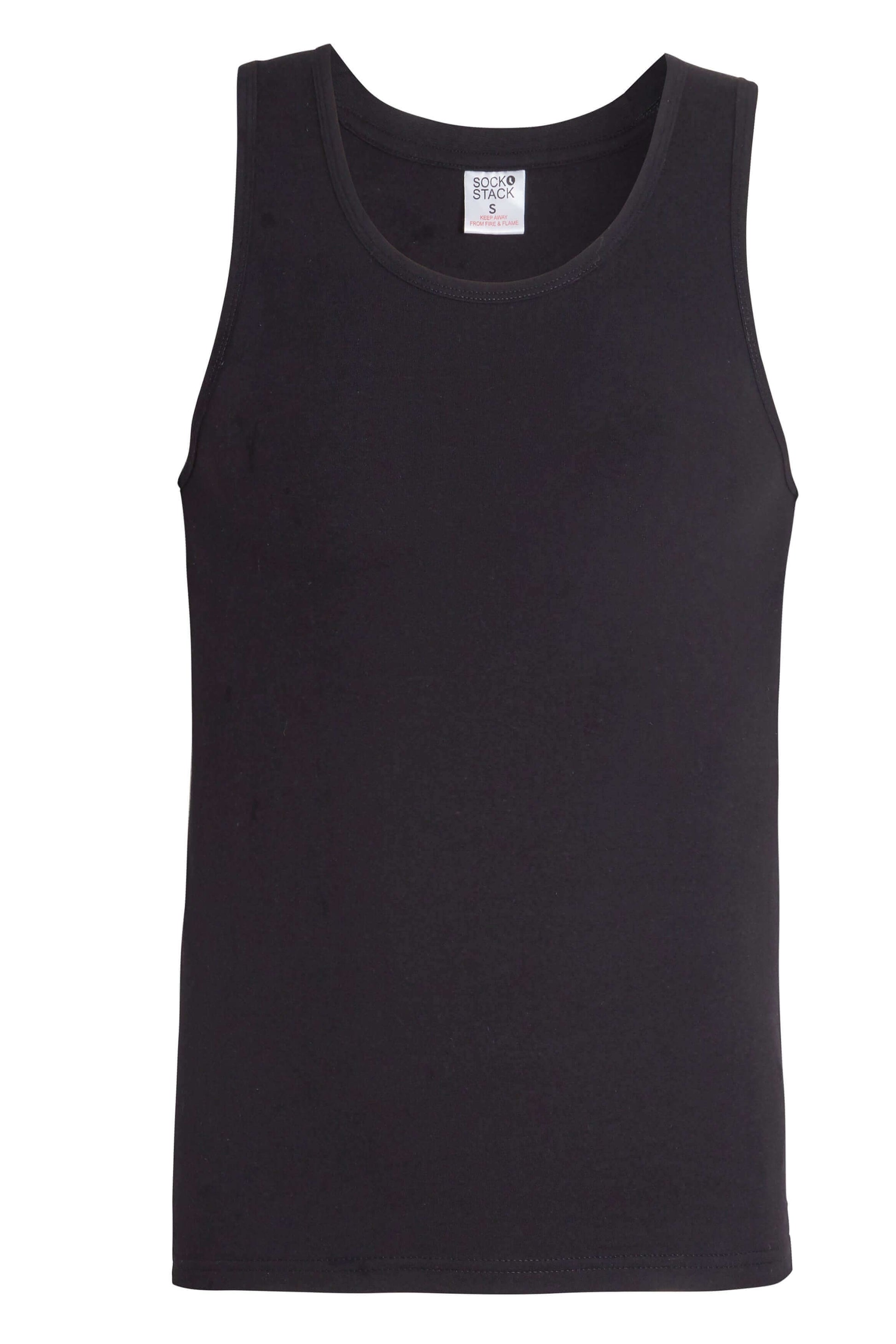 Pack of 6 Men's Cotton Blend Gym Muscle Vests Fitted Lightweight Comfortable Breathable Summer Wear Sizes S to XXL Available in Black Grey Navy White by Sock Stack. Buy now for £10.00.