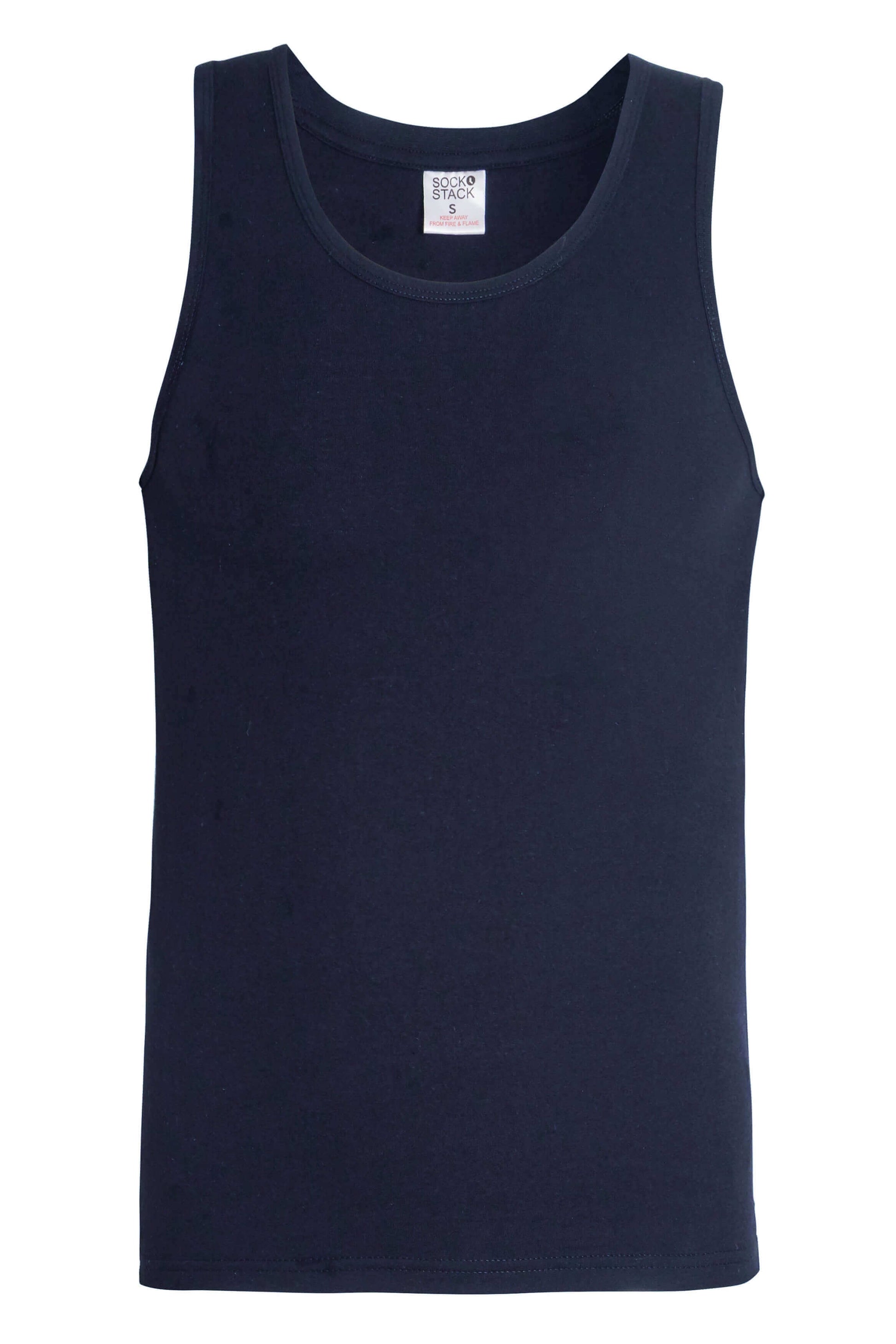 Pack of 6 Men's Cotton Blend Gym Muscle Vests Fitted Lightweight Comfortable Breathable Summer Wear Sizes S to XXL Available in Black Grey Navy White by Sock Stack. Buy now for £10.00.