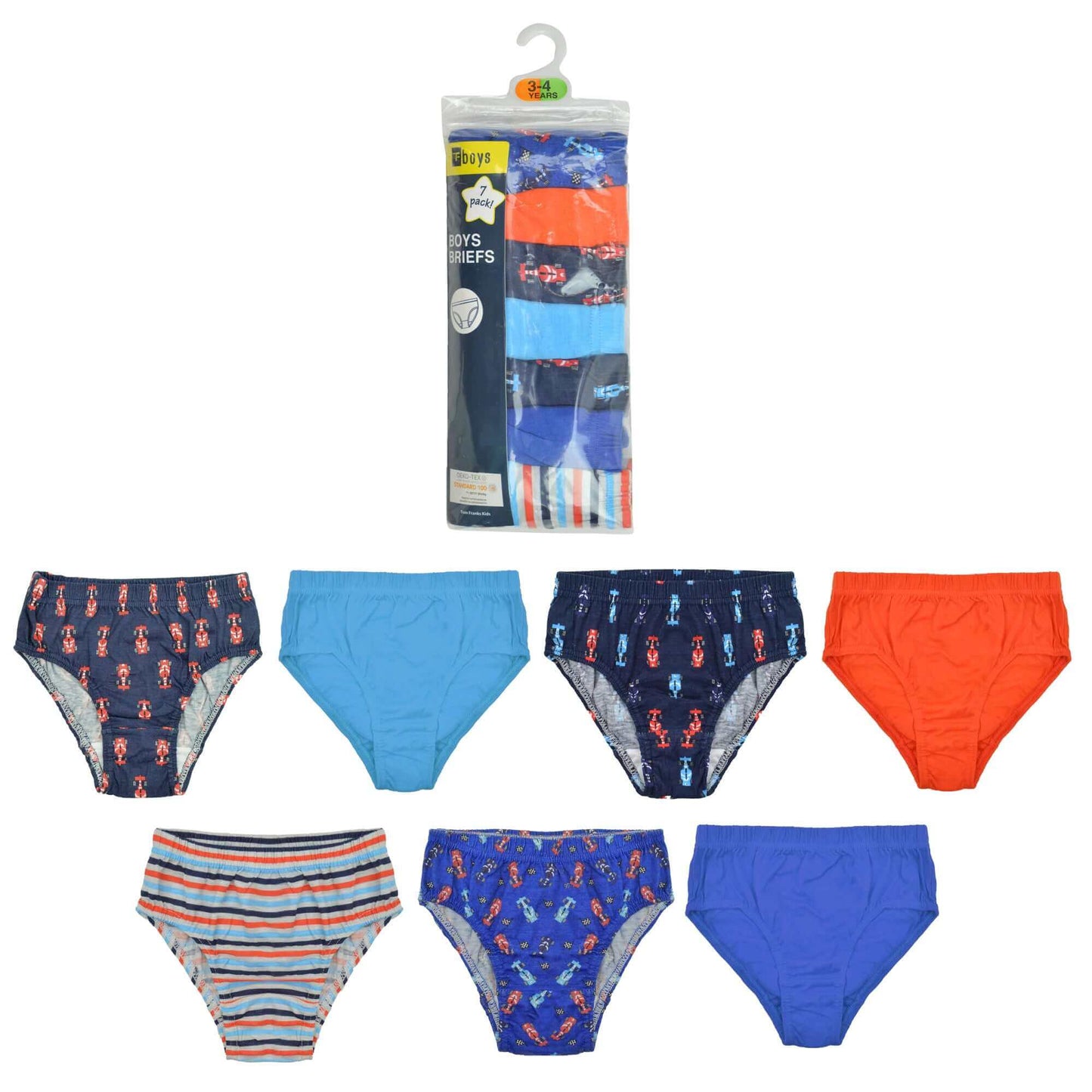 Pack of 7 Boys Briefs and Girls Knickers Cotton Blend Kids Underwear with Comfortable Waistband Assorted Colours and Patterns for Ages 2-8 Years by Daisy Dreamer. Buy now for £8.00.