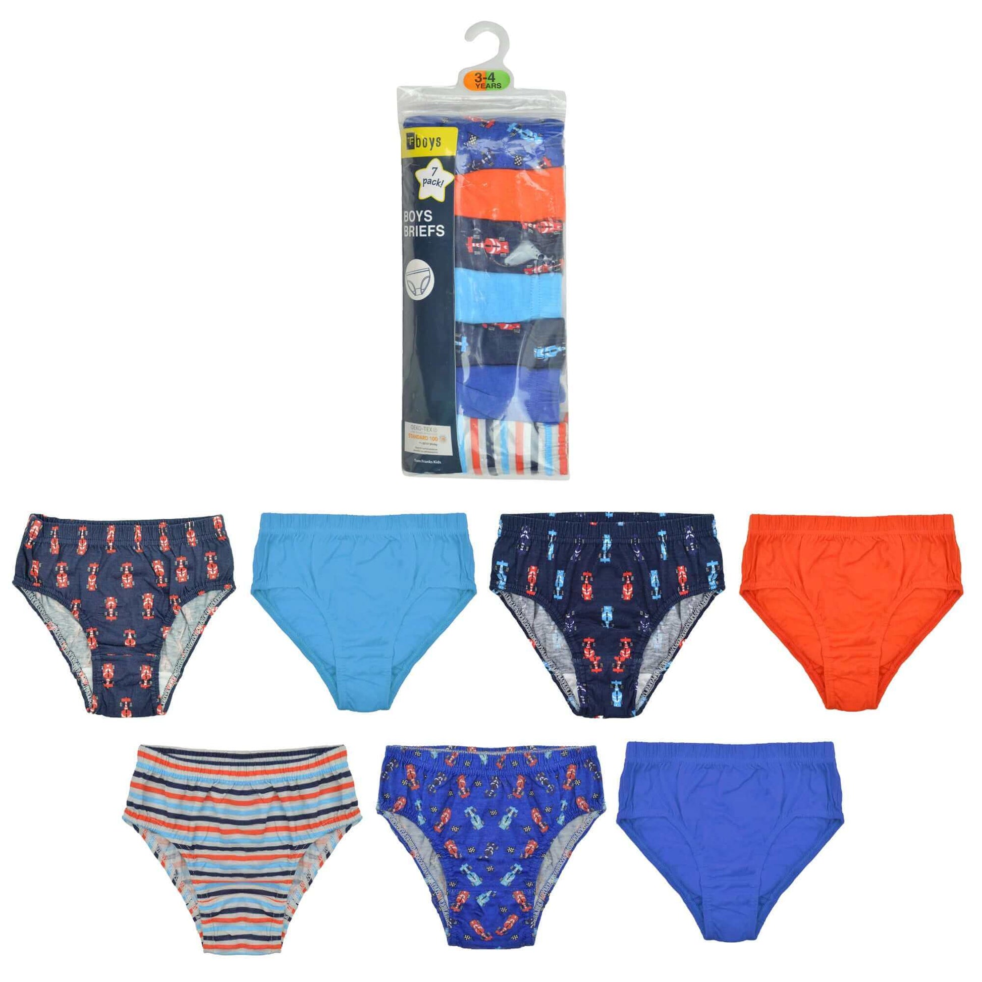 Pack of 7 Boys Briefs and Girls Knickers Cotton Blend Kids Underwear with Comfortable Waistband Assorted Colours and Patterns for Ages 2-8 Years by Daisy Dreamer. Buy now for £8.00.